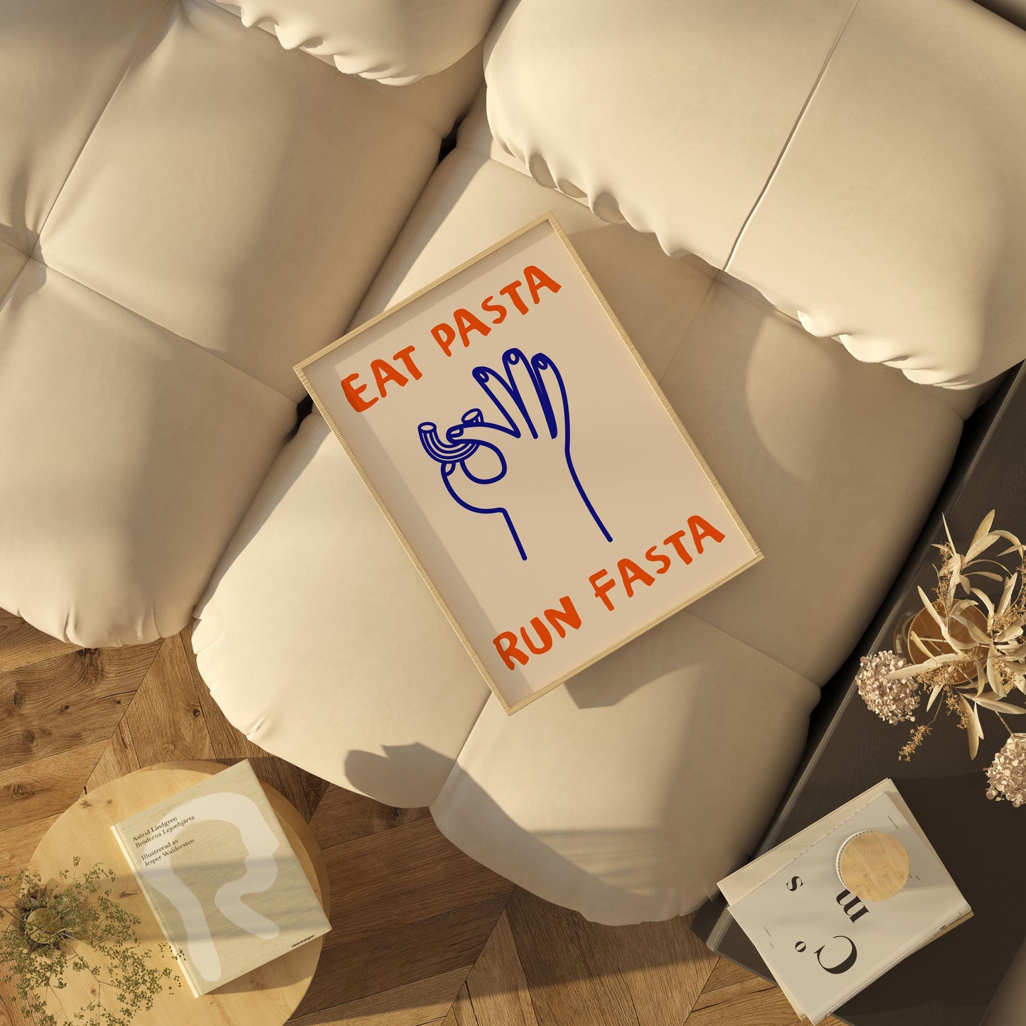 Eat Pasta Run Fasta Print | Funny Runner’s Wall Art | Quirky Kitchen & Fitness Decor
