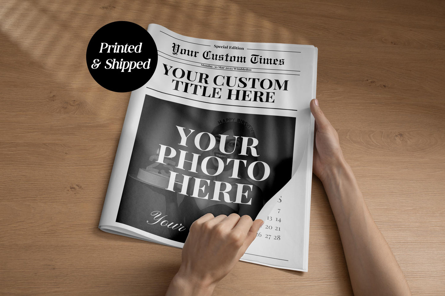 Custom Printed And Shipped Newspaper, Invitations Newspaper Birthday, Baby Announcement Large Newspaper Editable