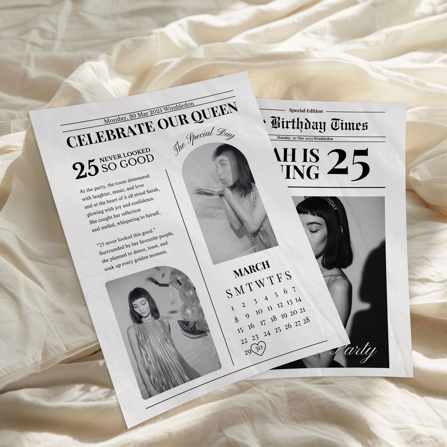 Custom Printed And Shipped Newspaper, Birthday Invitations Newspaper, Baby Announcement Large Newspaper Editable