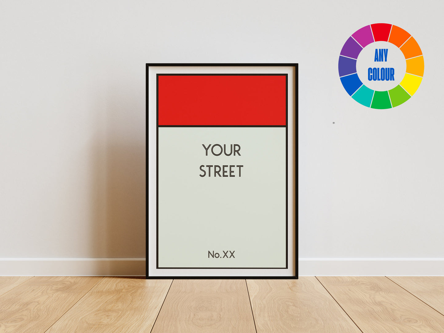 Customized Monopoly Board Game Art Print - Personalize with Your Street Name and Number for Unique Home Decor or Thoughtful Gift