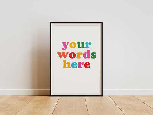 Personalised Colour Text Art | Custom Wall Print | Bespoke Typography Decor | Perfect for a Kitchen or Living room