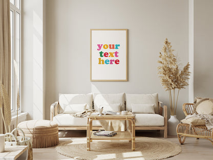 Personalised Colour Text Art | Custom Wall Print | Bespoke Typography Decor | Perfect for a Kitchen or Living room