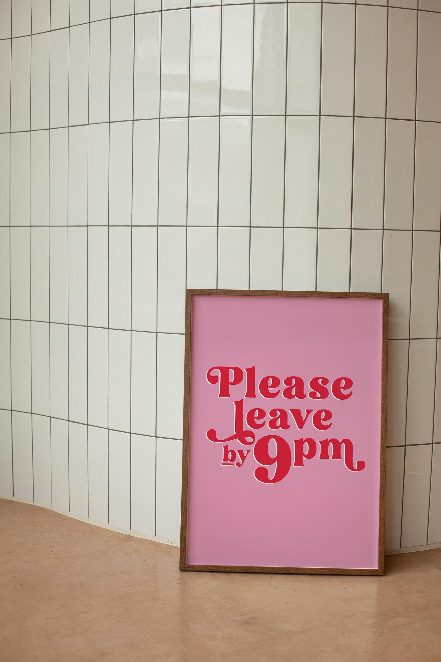 Please Leave By 9pm Print, Funny Quote Wall Art for Hallway, Kitchen, Bedroom, Living Room, Yellow Unframed Print