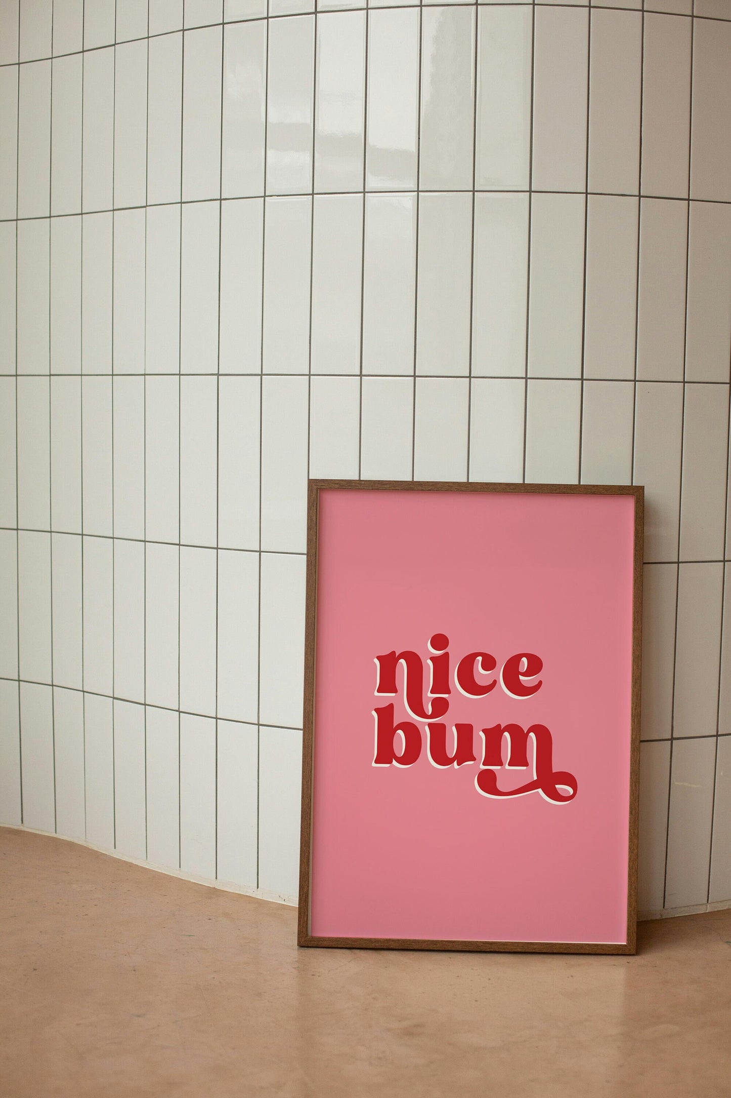 Nice Bum Quote Print, Funny Bathroom or Bedroom Wall Art, Colorful Gallery Text Print, Unframed