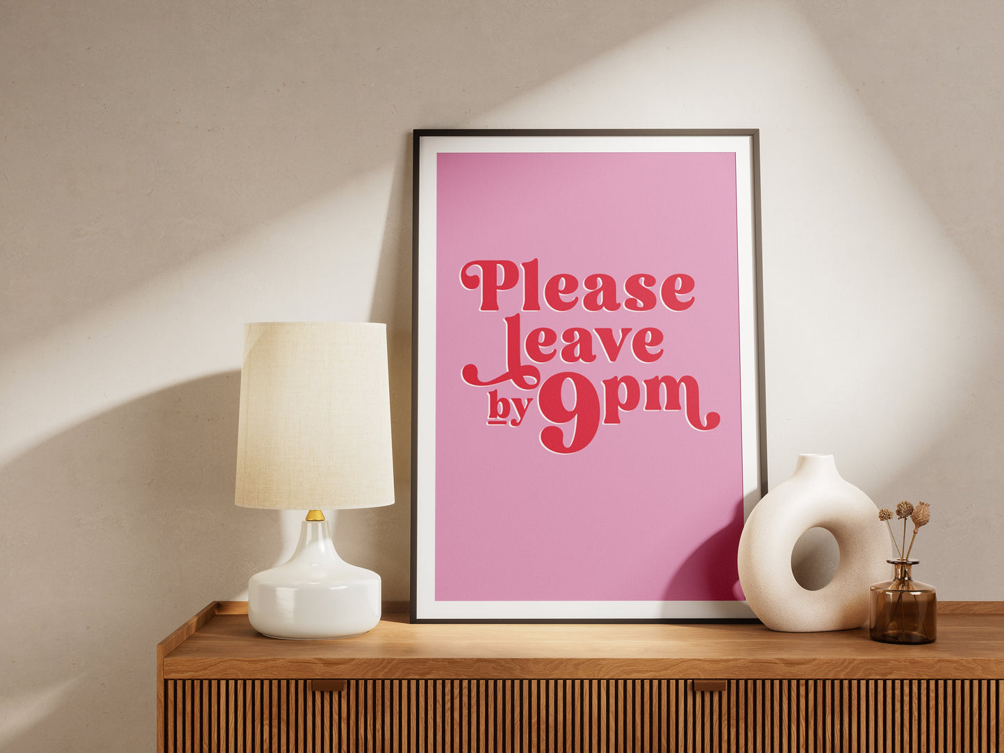 Please Leave By 9pm Print, Funny Quote Wall Art for Hallway, Kitchen, Bedroom, Living Room, Yellow Unframed Print