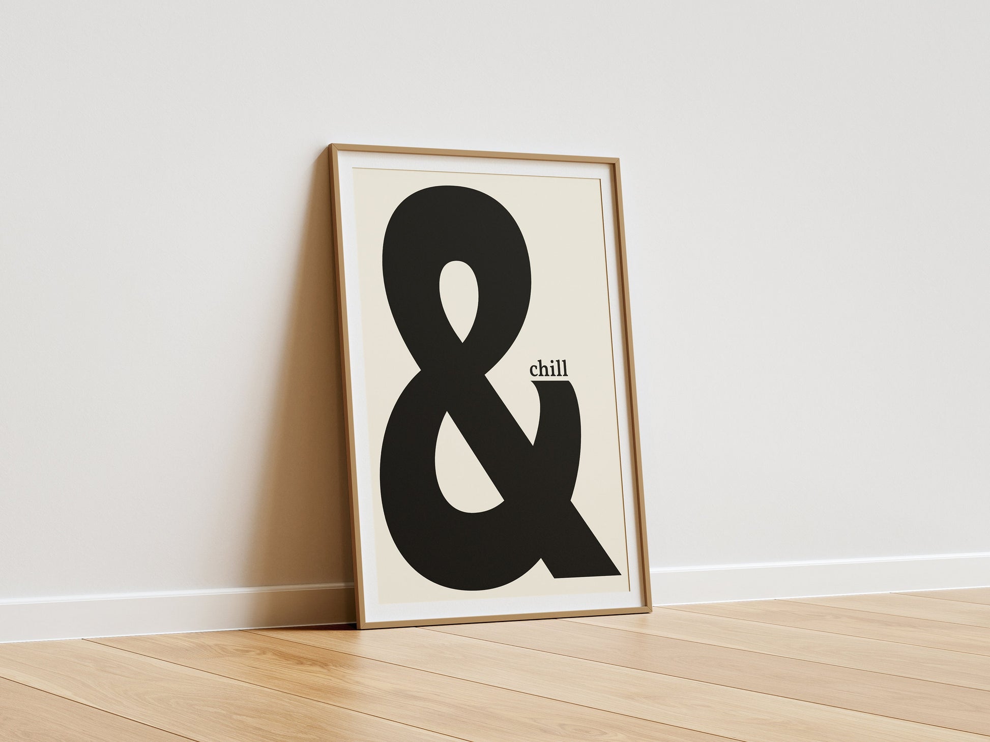 Retro Black and Beige '& Chill!' Quote Poster, Textured Monochrome Typography Wall Art, High Quality UK Wall Decor