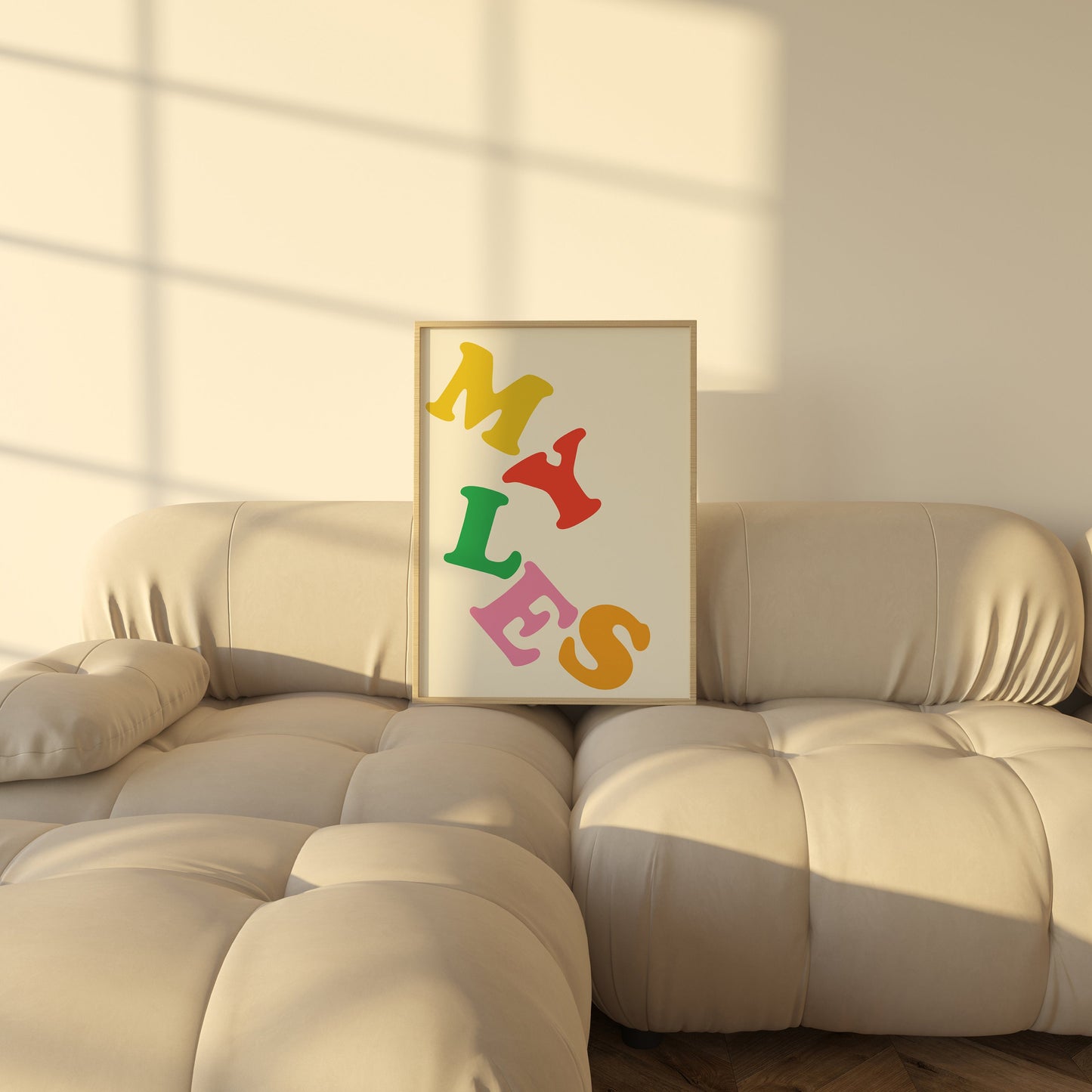 Custom Name Print Colorful Stacked Letters, Modern Baby Nursery Decor, Personalized Gift for Kids Bedroom, Contemporary Art for Boys & Girls