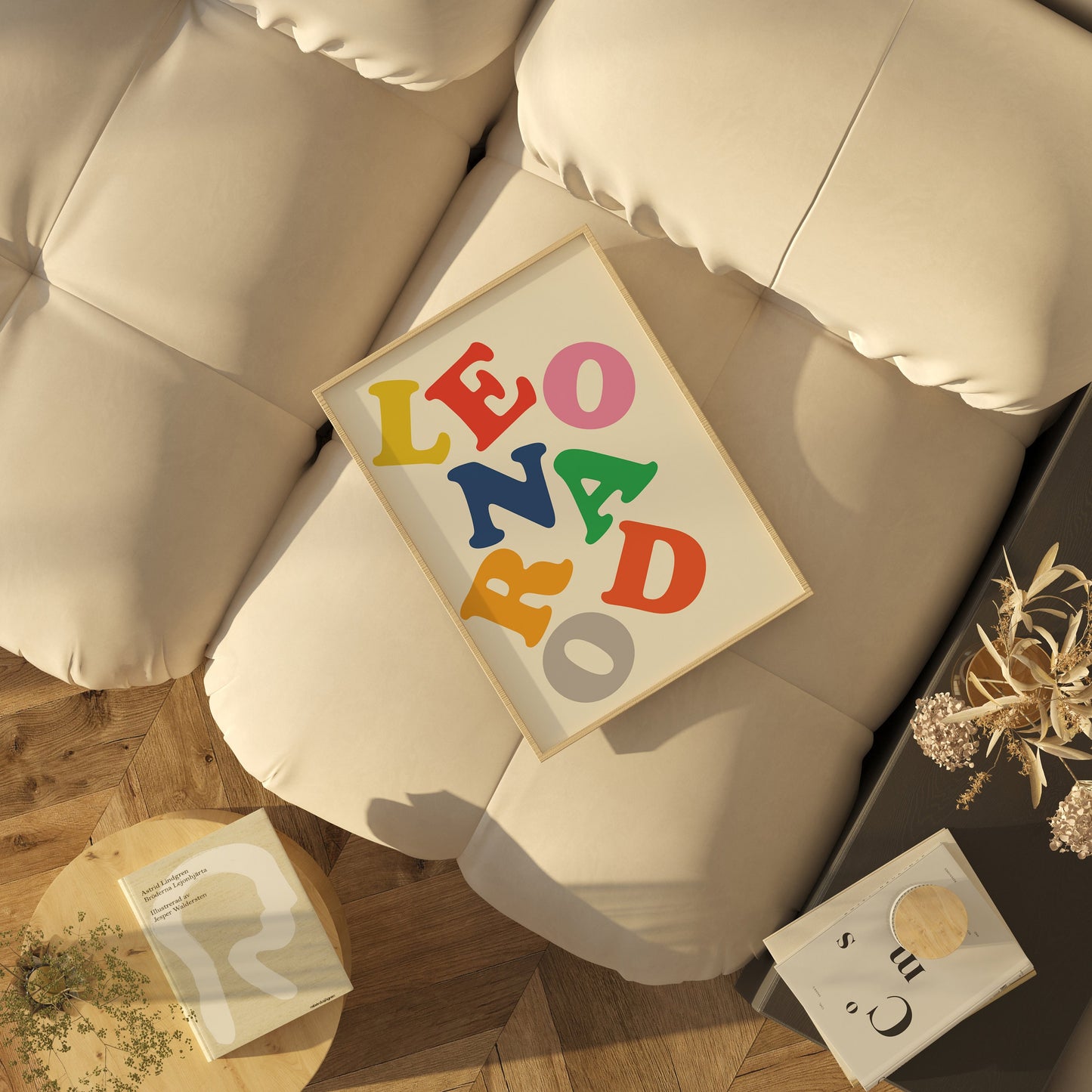 Custom Name Print Colorful Stacked Letters, Modern Baby Nursery Decor, Personalized Gift for Kids Bedroom, Contemporary Art for Boys & Girls