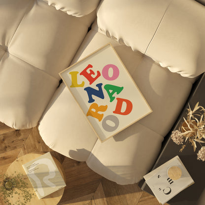 Custom Name Print Colorful Stacked Letters, Modern Baby Nursery Decor, Personalized Gift for Kids Bedroom, Contemporary Art for Boys & Girls