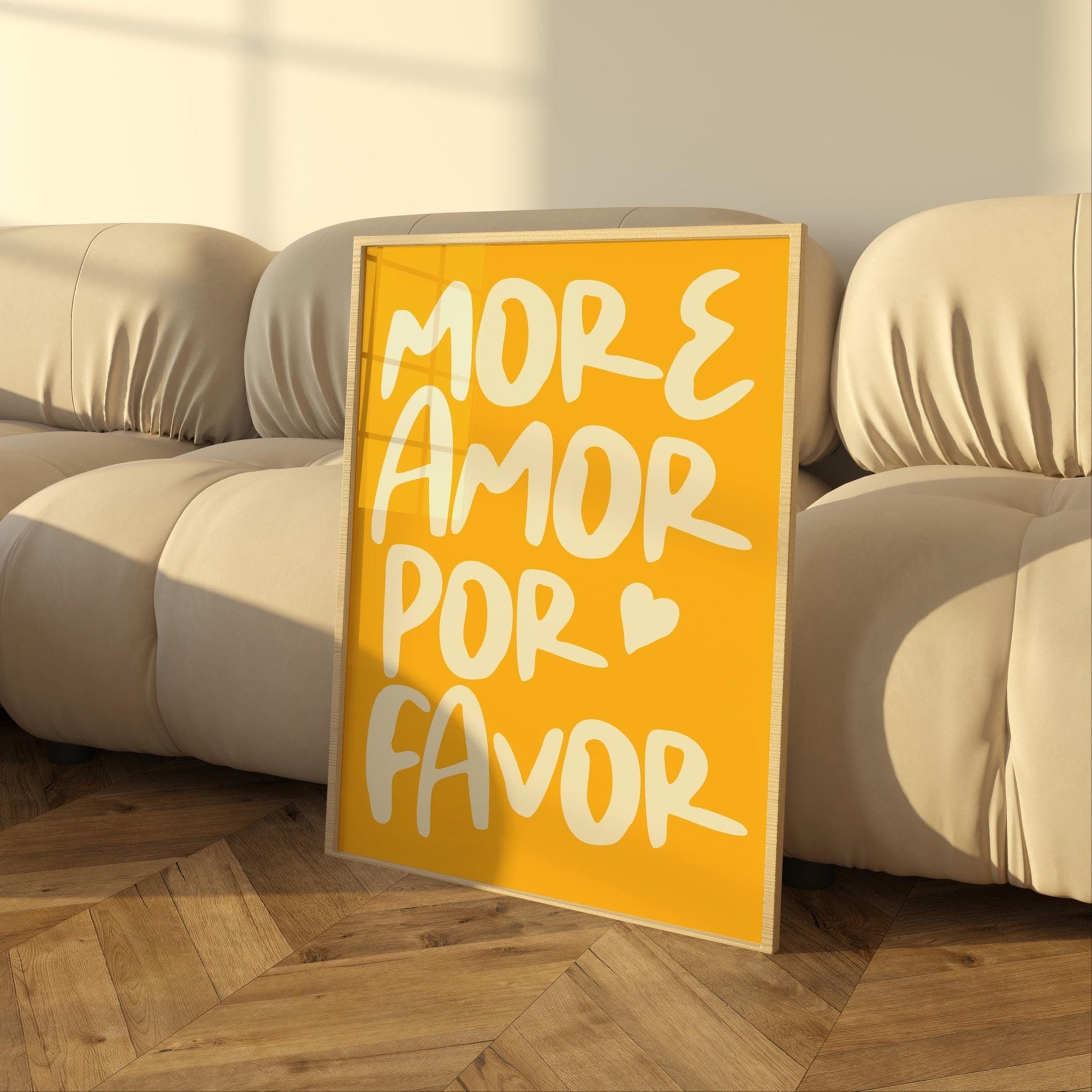 More Amor Por Favor Poster | Maximalist Love Quote Wall Art | Modern Sunshine Yellow Decor