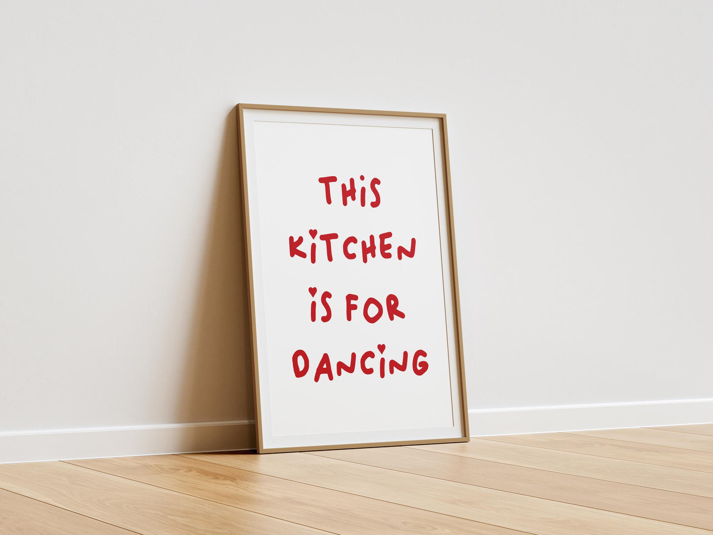 This Kitchen Is For Dancing Art Print Minimalist Heart Print Red Chef Art Print Aesthetic Kitchen Decor
