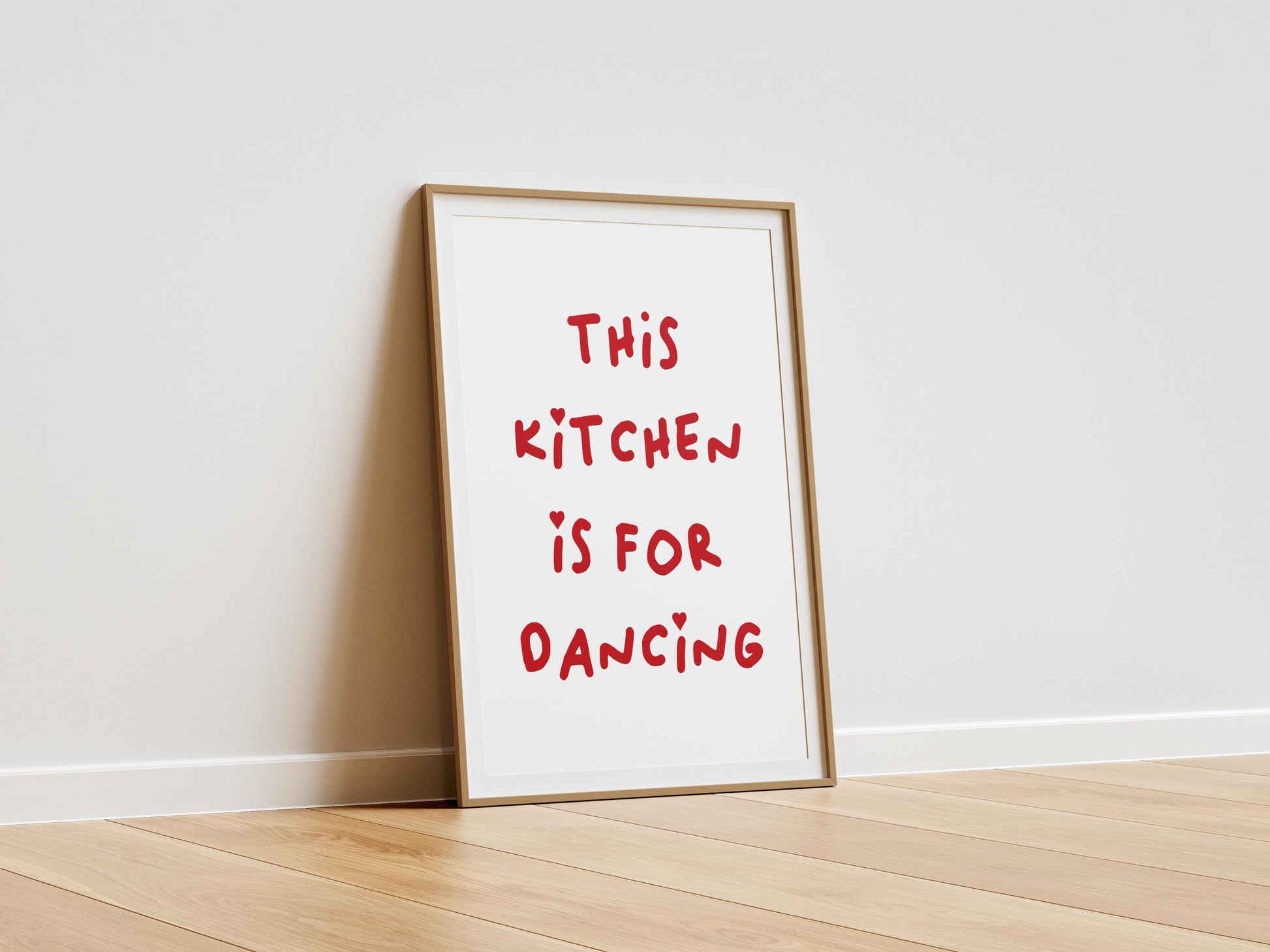 This Kitchen Is For Dancing Art Print Minimalist Heart Print Red Chef Art Print Aesthetic Kitchen Decor