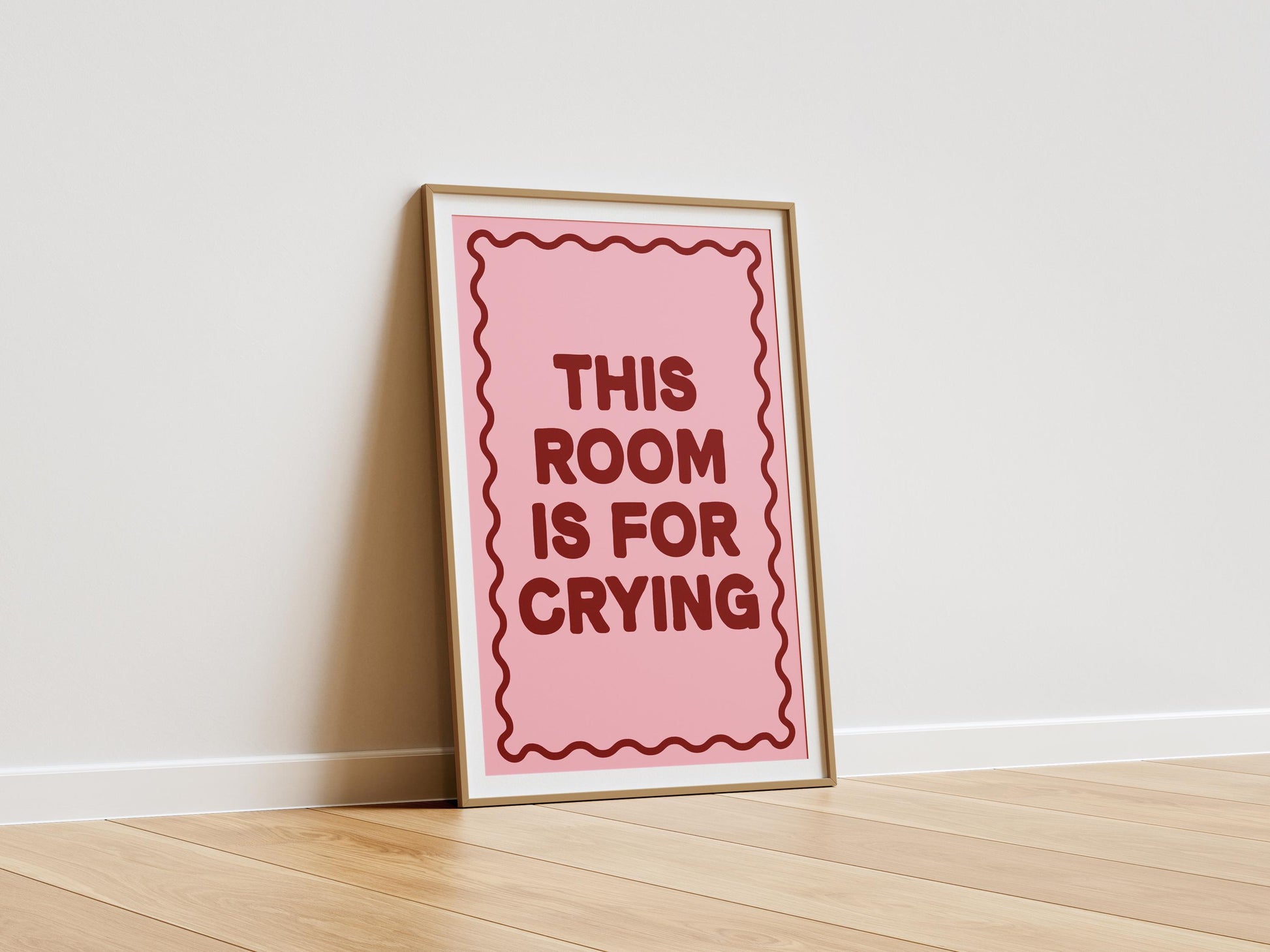 This Room Is for Crying Poster | Quirky Emotional Wall Art | Fun Pink Typography Decor