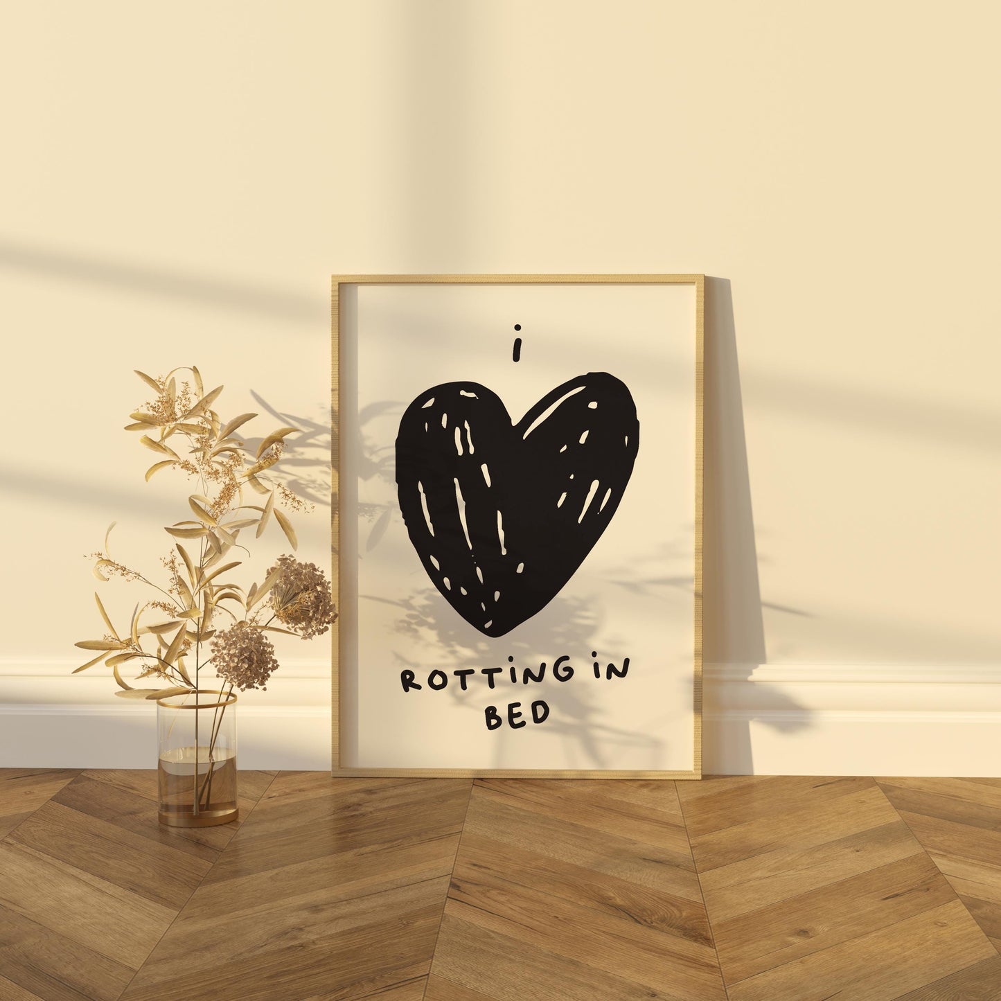 I Love Rotting in Bed Poster | Funny Minimalist Wall Art | Available in Pink, Red, and Black