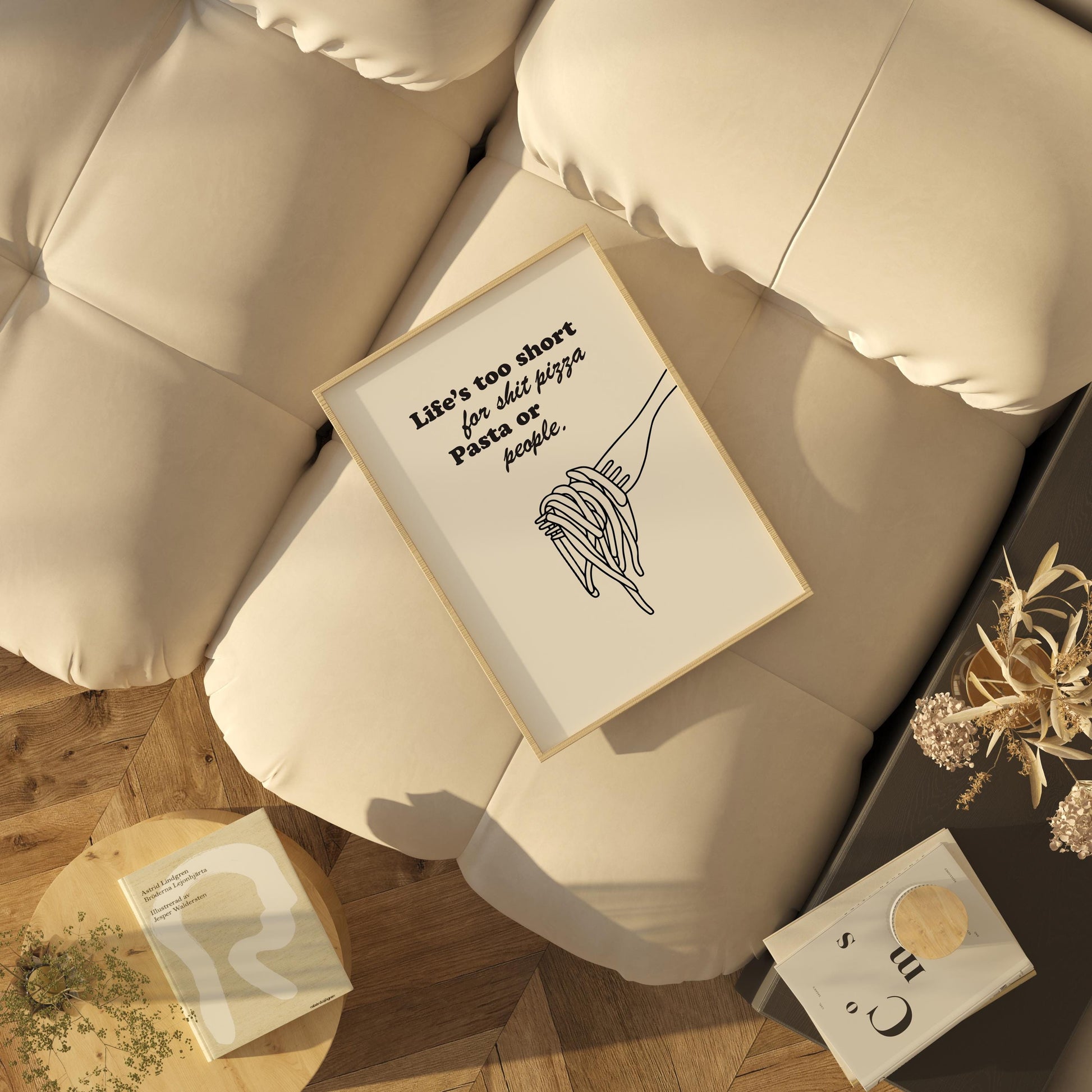 Life's Too Short for Bad Pizza, Pasta, or People Poster | Funny Food Typography Wall Art