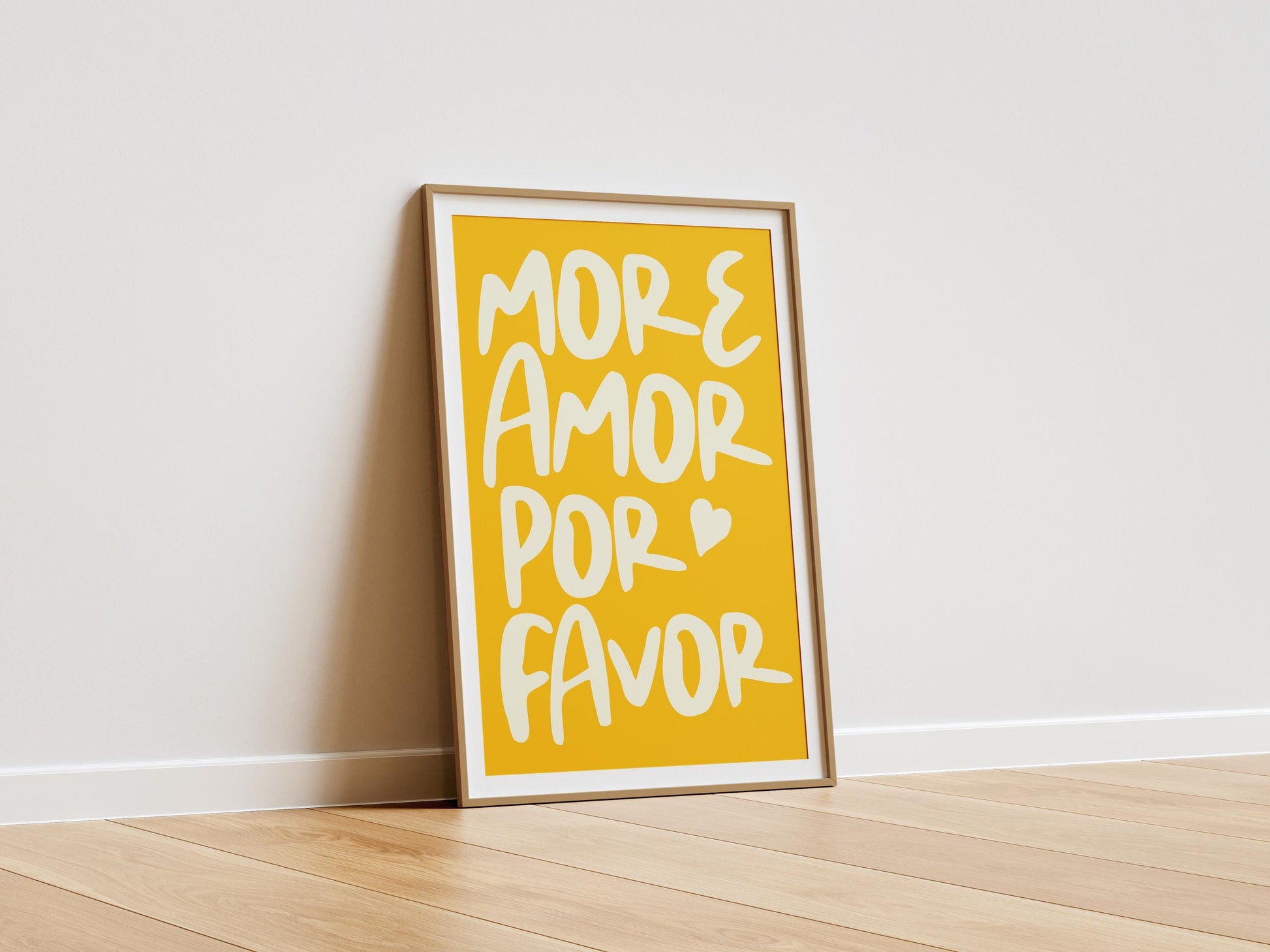 More Amor Por Favor Poster | Maximalist Love Quote Wall Art | Modern Sunshine Yellow Decor