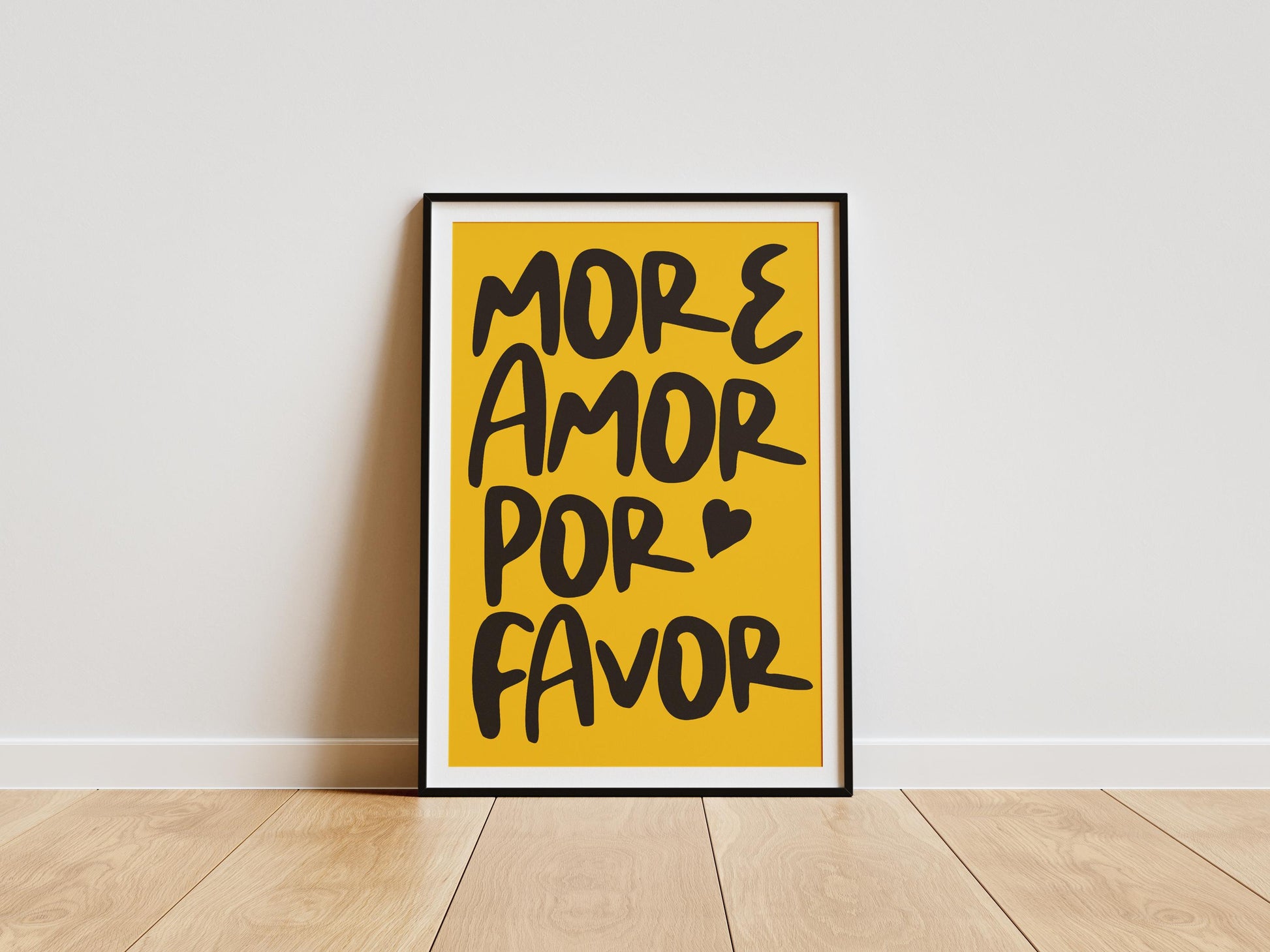 More Amor Por Favor Poster | Maximalist Love Quote Wall Art | Modern Sunshine Yellow Decor
