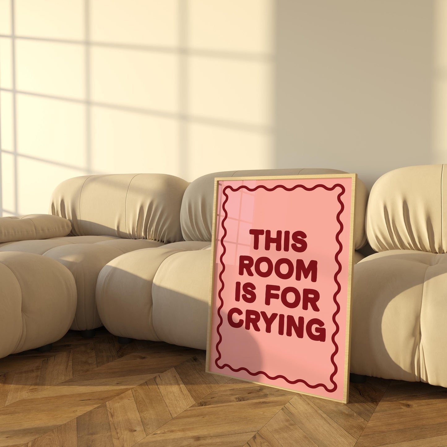 This Room Is for Crying Poster | Quirky Emotional Wall Art | Fun Pink Typography Decor