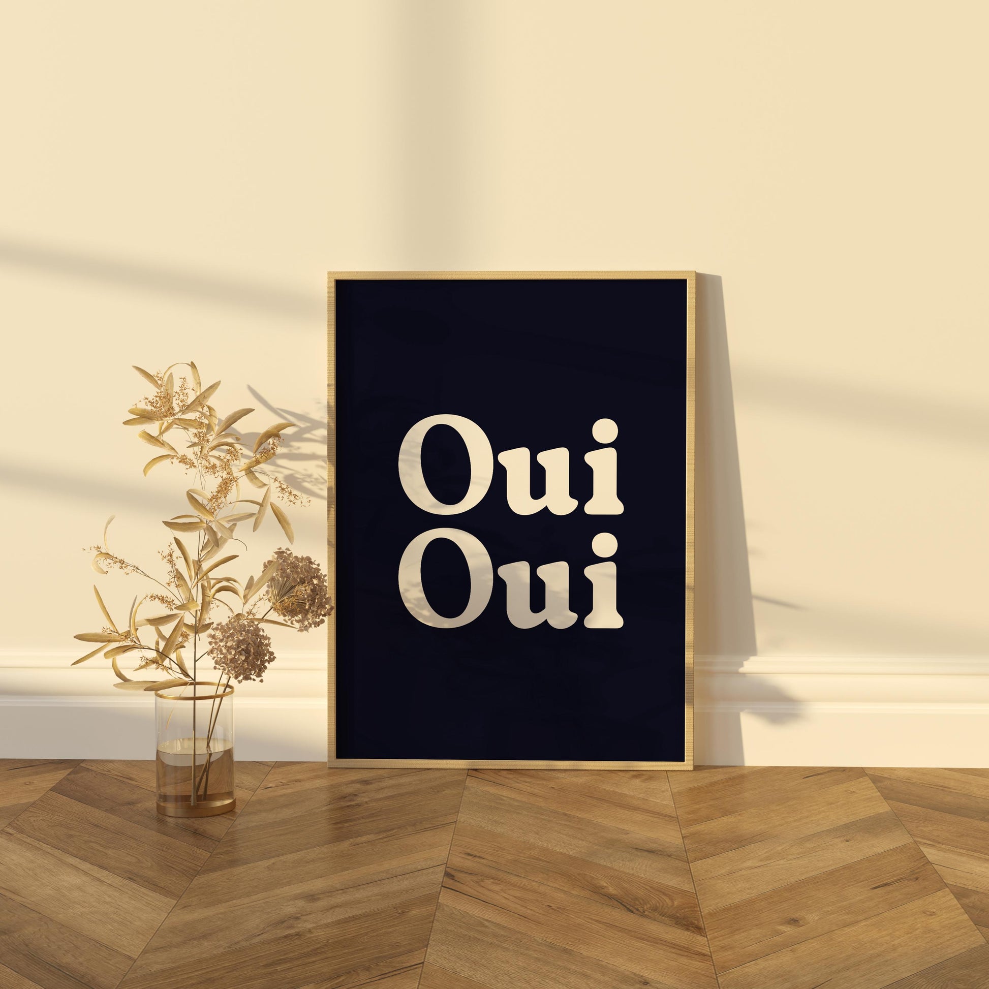 Oui Oui Poster | Minimalist Typography Wall Art | Available in Navy, Black Chocolate, and White