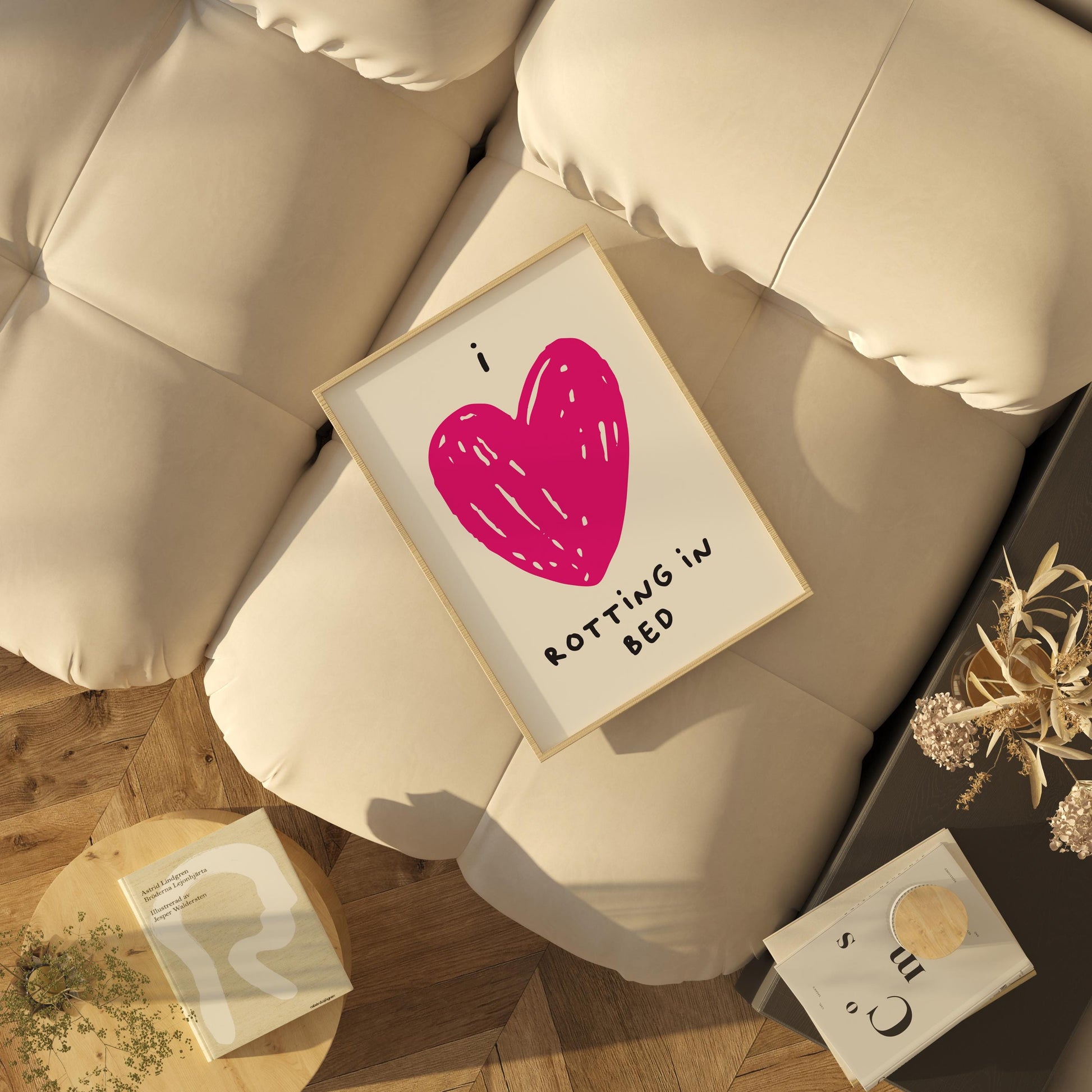 I Love Rotting in Bed Poster | Funny Minimalist Wall Art | Available in Pink, Red, and Black