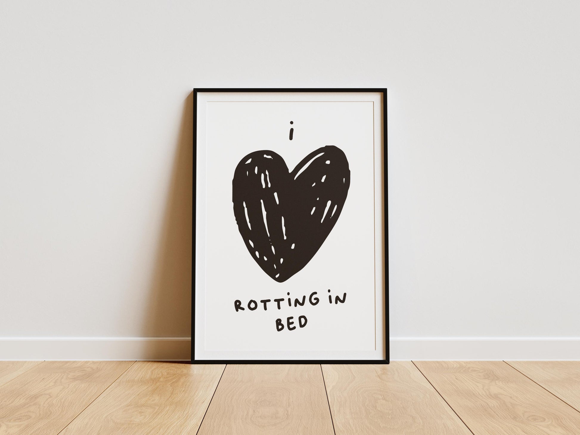I Love Rotting in Bed Poster | Funny Minimalist Wall Art | Available in Pink, Red, and Black