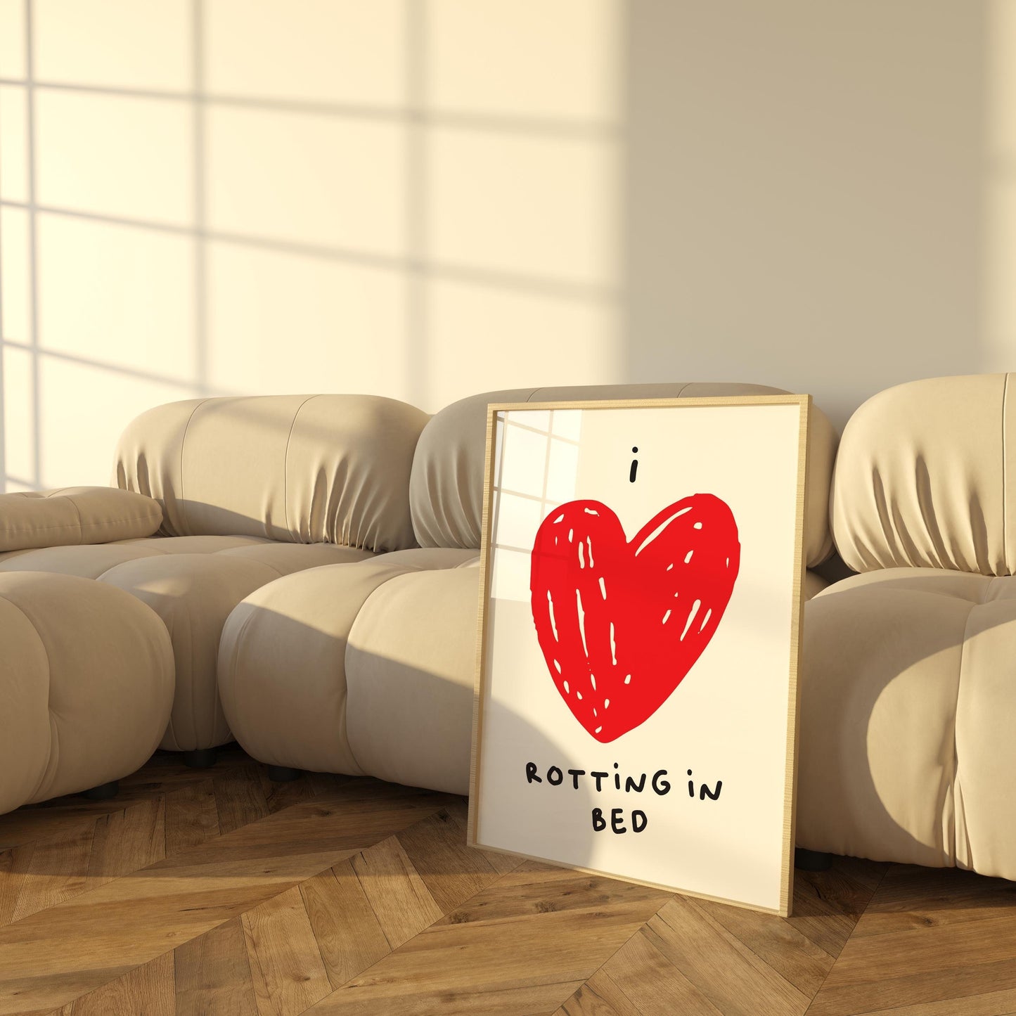 I Love Rotting in Bed Poster | Funny Minimalist Wall Art | Available in Pink, Red, and Black