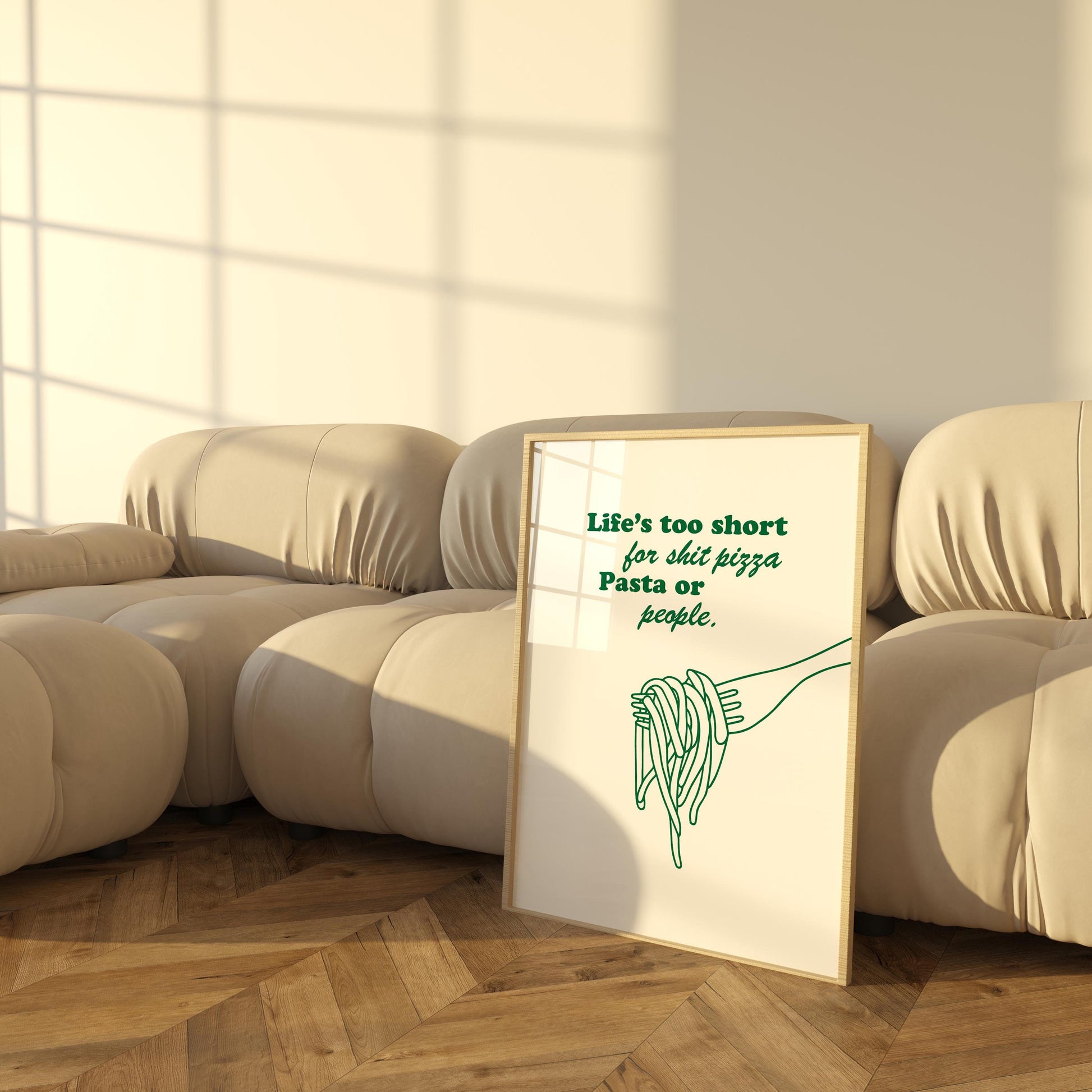 Life's Too Short for Bad Pizza, Pasta, or People Poster | Funny Food Typography Wall Art