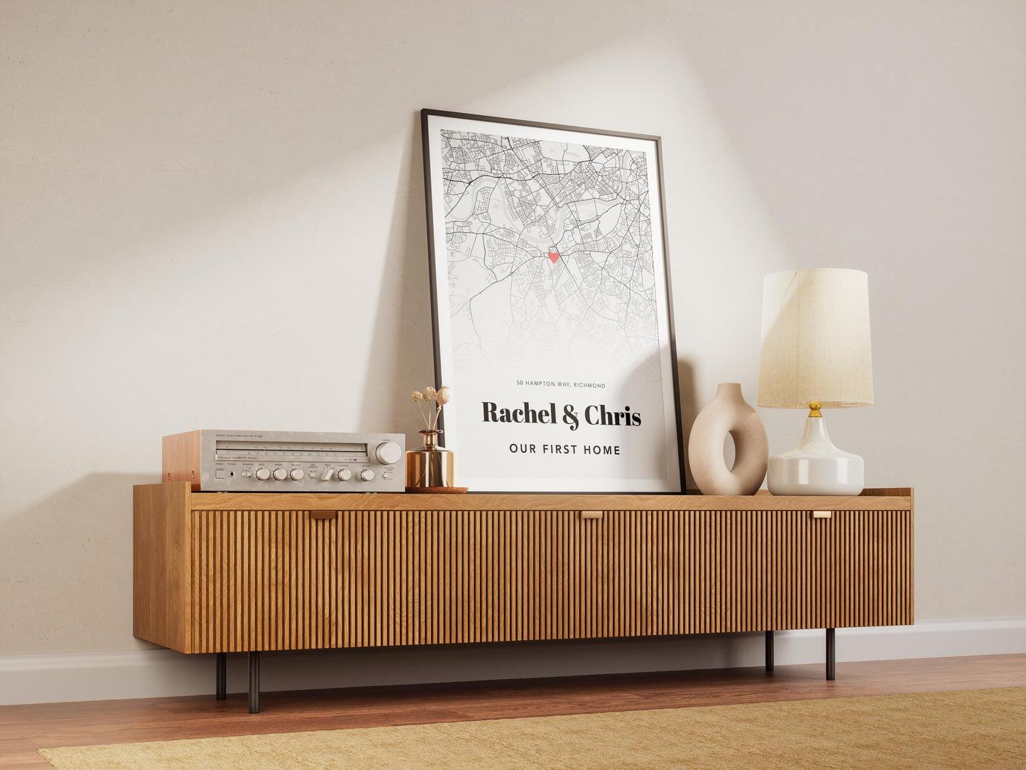 Personalised New Home Map Illustration | Black & White Housewarming Print | Custom First Home Gift for New Homeowners