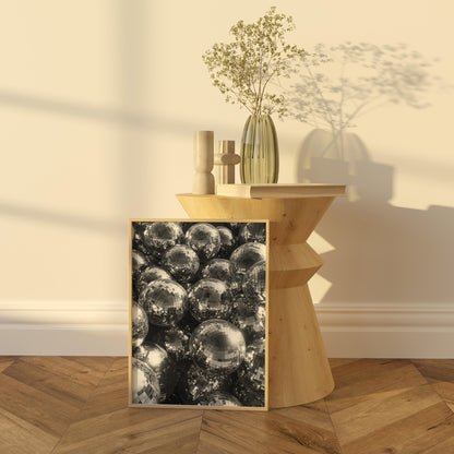 Modern Disco Ball Art Print | Black & White Wall Decor | Contemporary Statement Piece