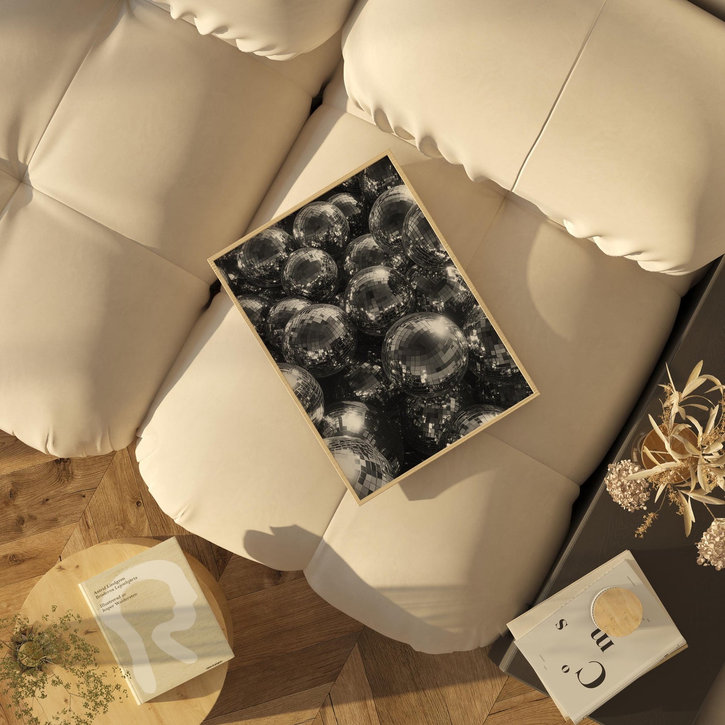 Modern Disco Ball Art Print | Black & White Wall Decor | Contemporary Statement Piece