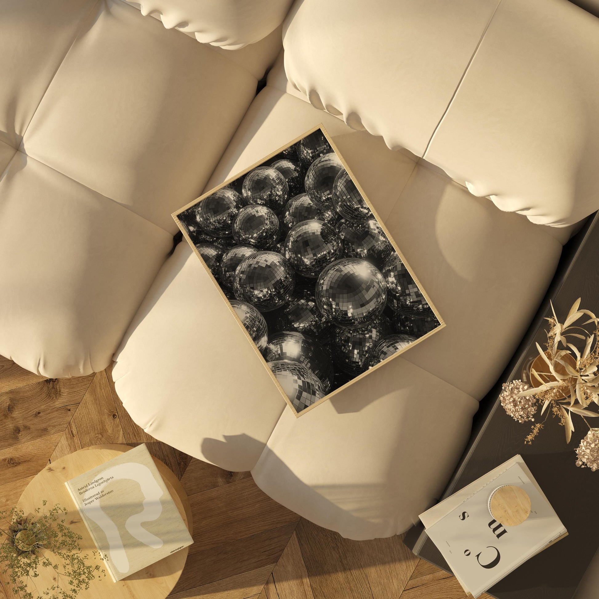 Modern Disco Ball Art Print | Black & White Wall Decor | Contemporary Statement Piece