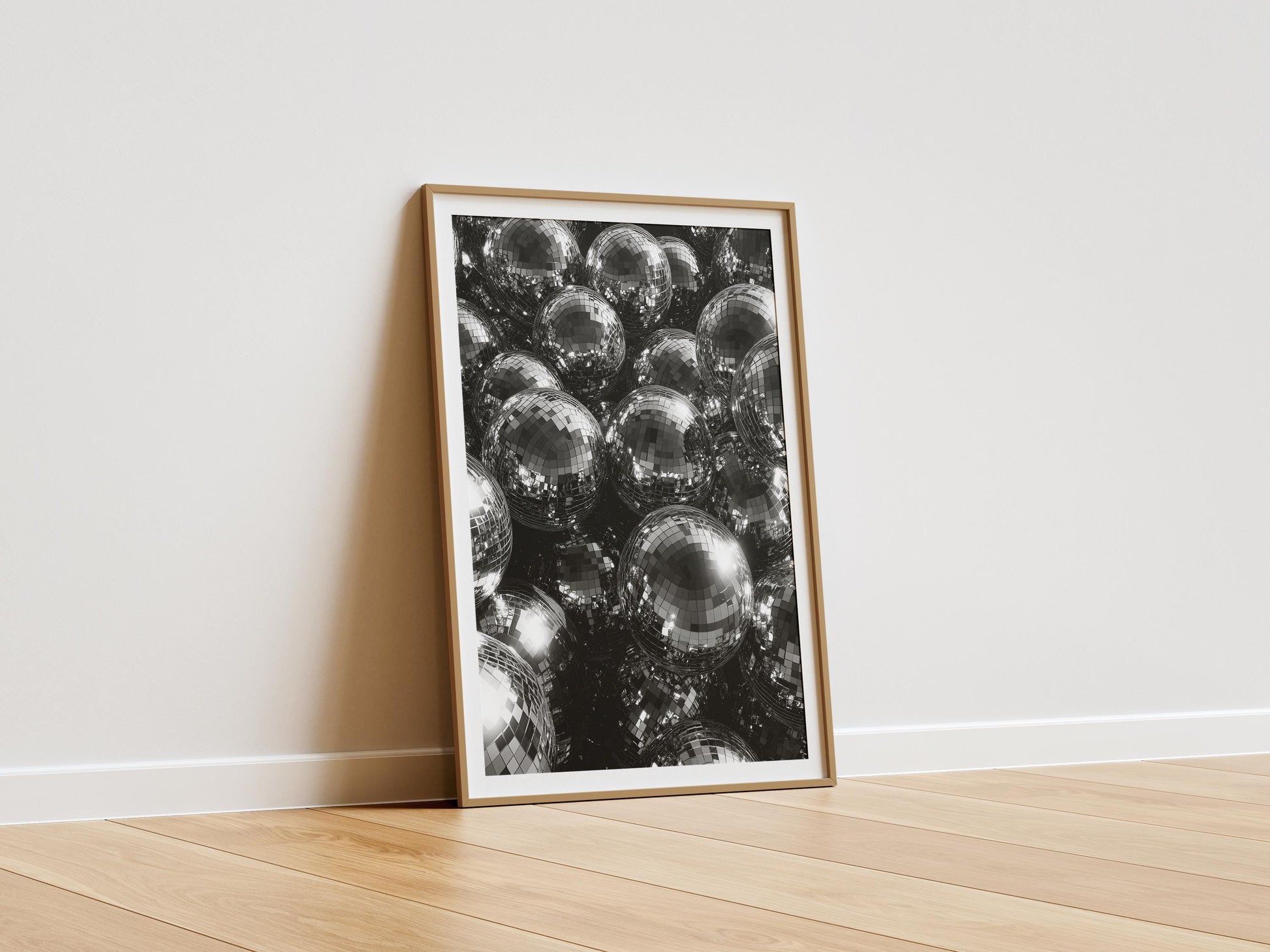 Disco Ball Aesthetic Print | Retro Party Wall Art | Black & White Glam Decor | Modern 70s Funk Poster | Instant Download