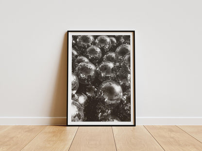 Modern Disco Ball Art Print | Black & White Wall Decor | Contemporary Statement Piece