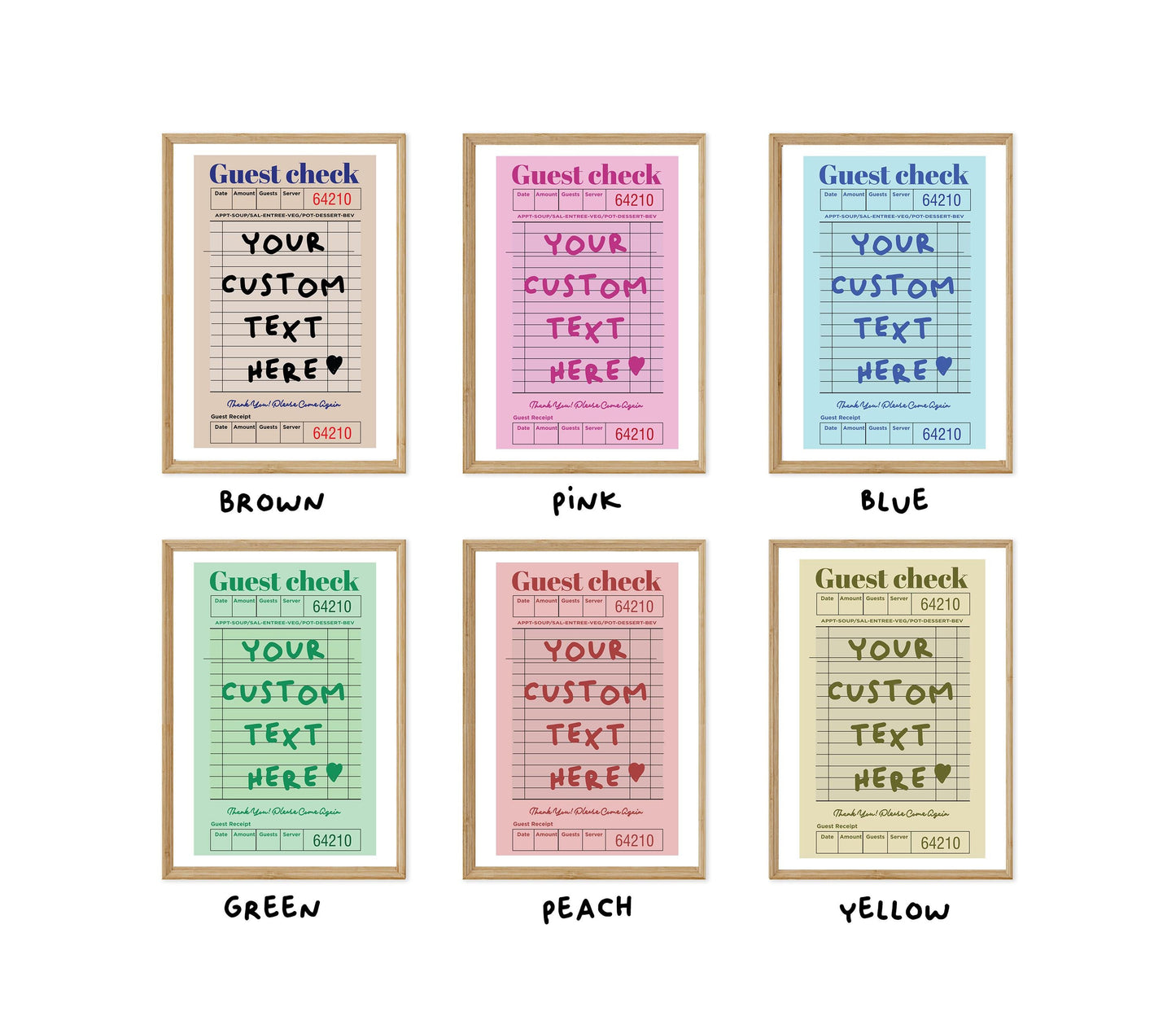 Custom Guest Check Poster | Retro Typographic Wall Art | Personalised Quote Decor for Preppy Space