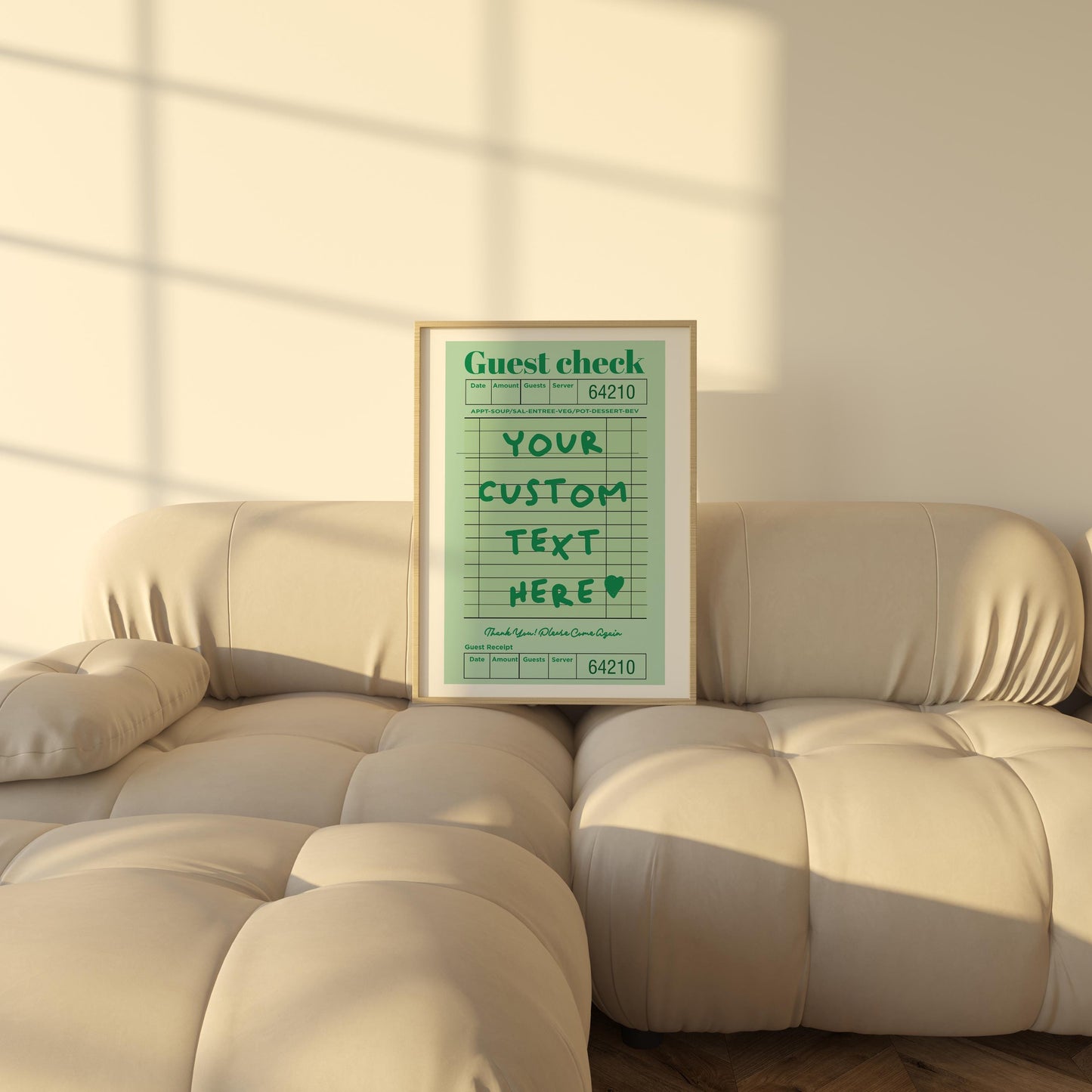 Custom Guest Check Poster | Retro Typographic Wall Art | Personalised Quote Decor for Preppy Space