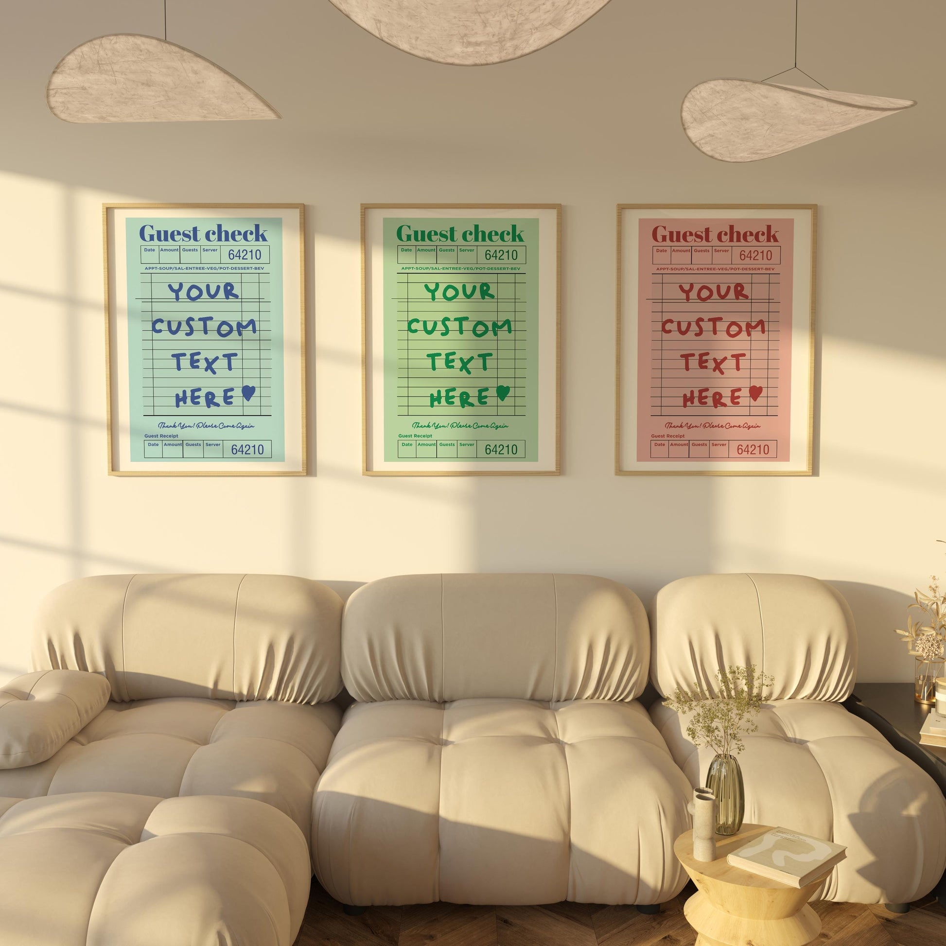 Custom Guest Check Poster | Retro Typographic Wall Art | Personalised Quote Decor for Preppy Space | Digital Download