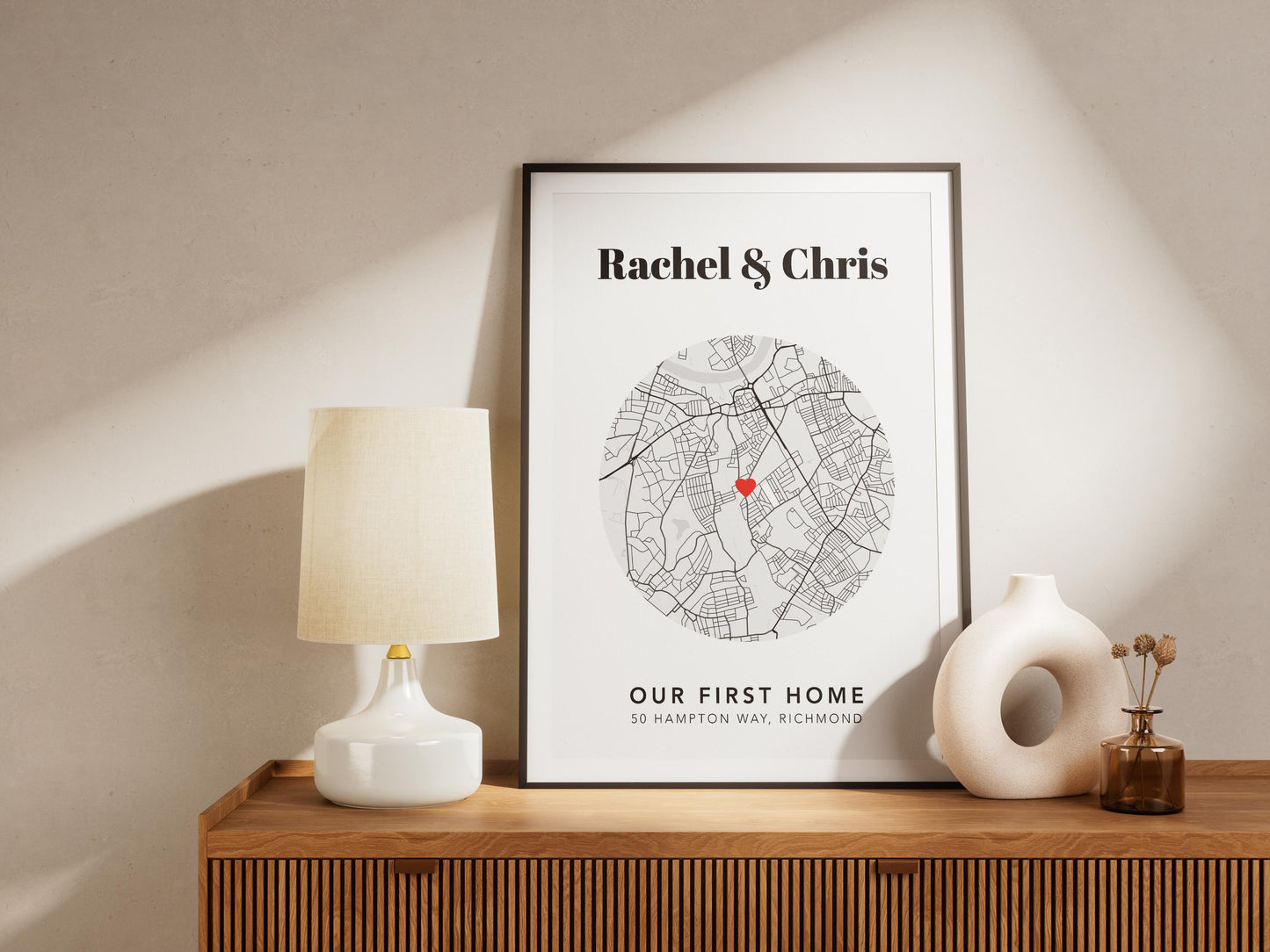 Personalised New Home Map Illustration | Black & White Housewarming Print | Custom First Home Gift for New Homeowners