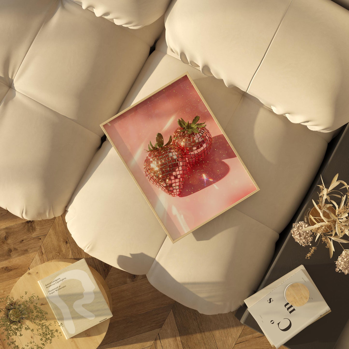 Strawberry Disco Ball Digital Wall Art | Funky Retro Glam Printable Poster | Valentine's Day Gift Idea | Fruit-Inspired Aesthetic Home Decor