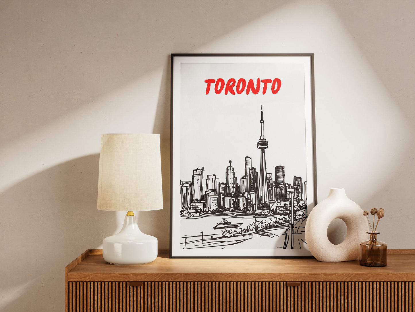 Toronto Skyline Print | Black & White Cityscape Art | Minimalist Travel Poster | Toronto Wall Decor | Modern Architecture Sketch