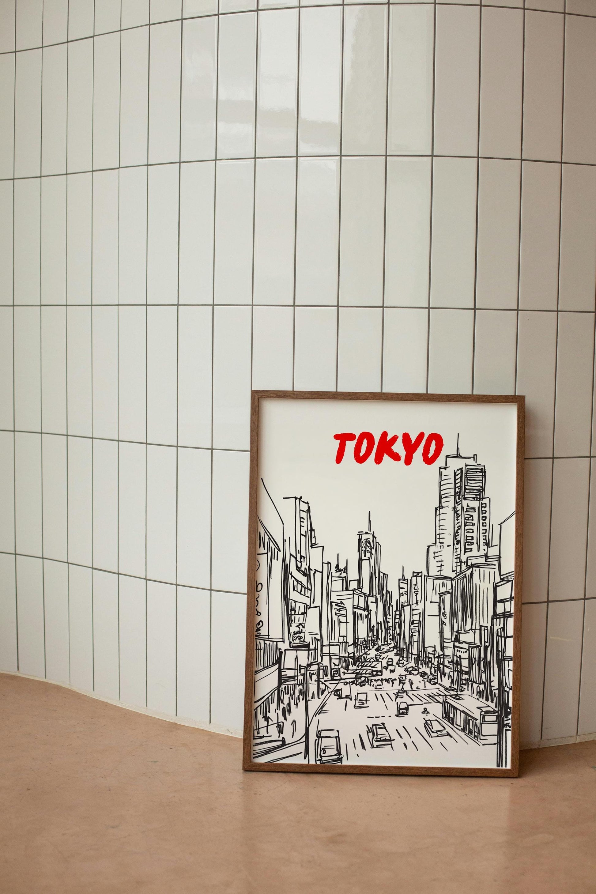 Tokyo Skyline Print | Modern Japan Cityscape Art | Minimalist Black & White Travel Poster | Shibuya Crossing Wall Decor