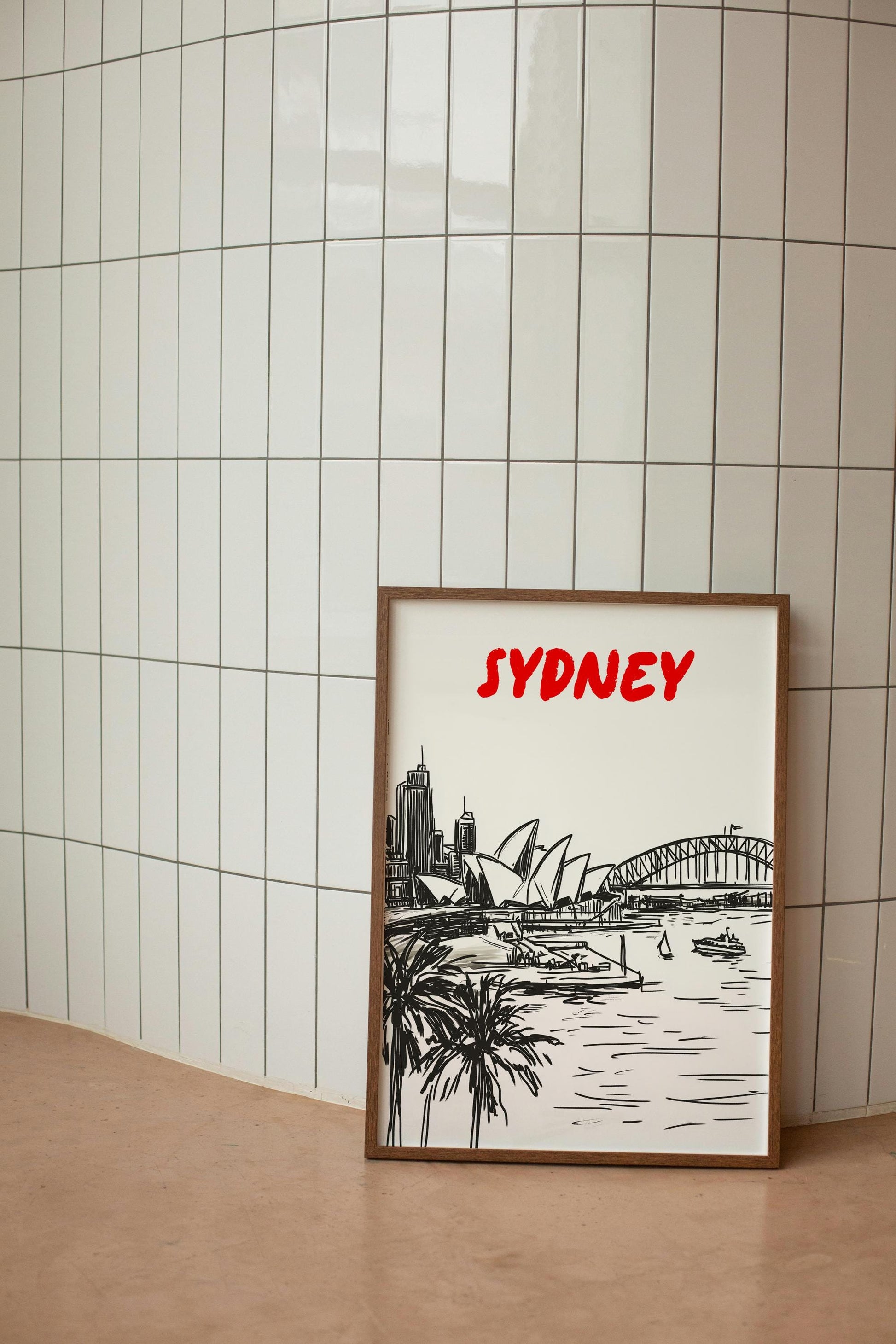 Sydney Skyline Print | Australia Cityscape Wall Art | Minimalist Black & White Travel Poster | Opera House and Harbour Bridge Decor