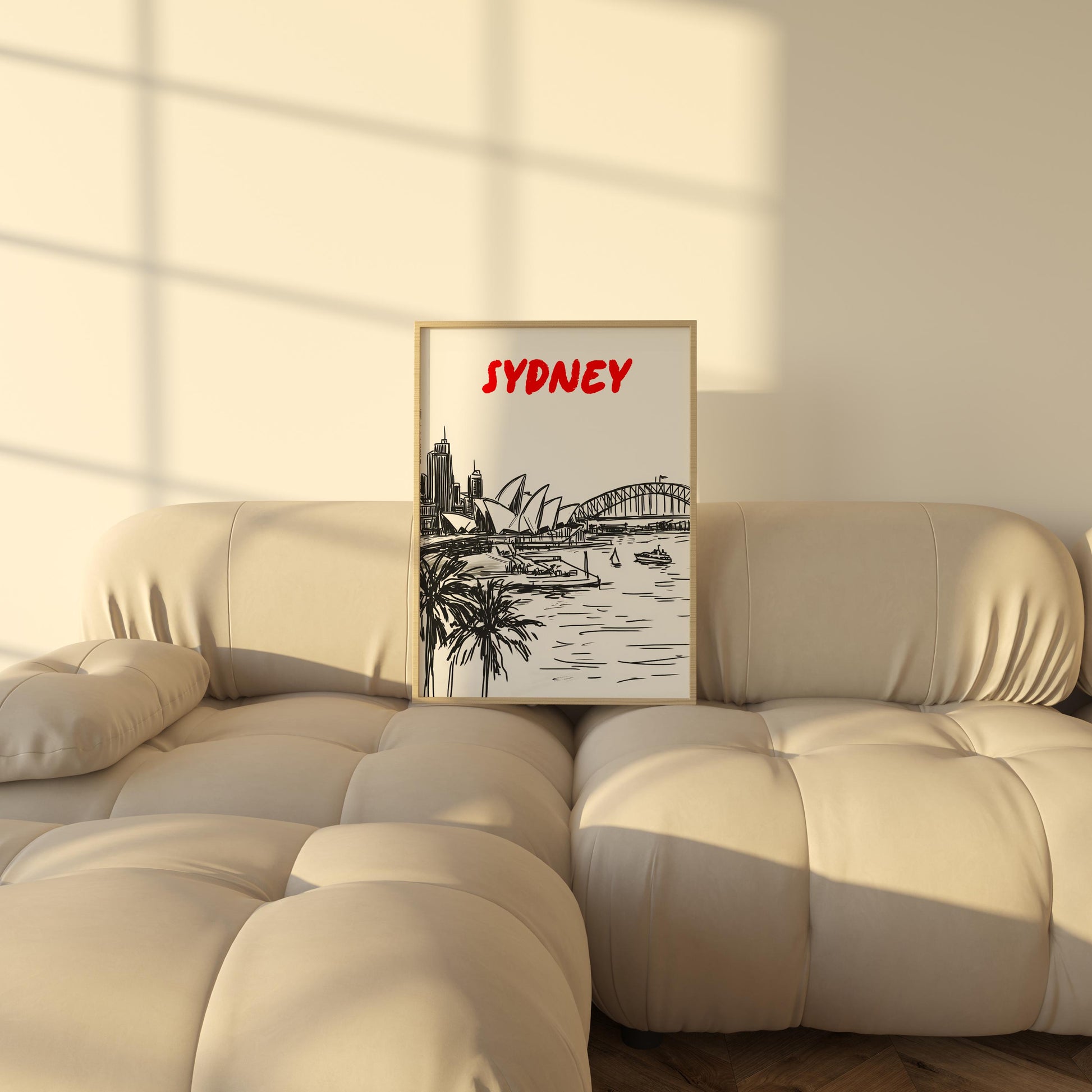 Sydney Skyline Print | Australia Cityscape Wall Art | Minimalist Black & White Travel Poster | Opera House and Harbour Bridge Decor