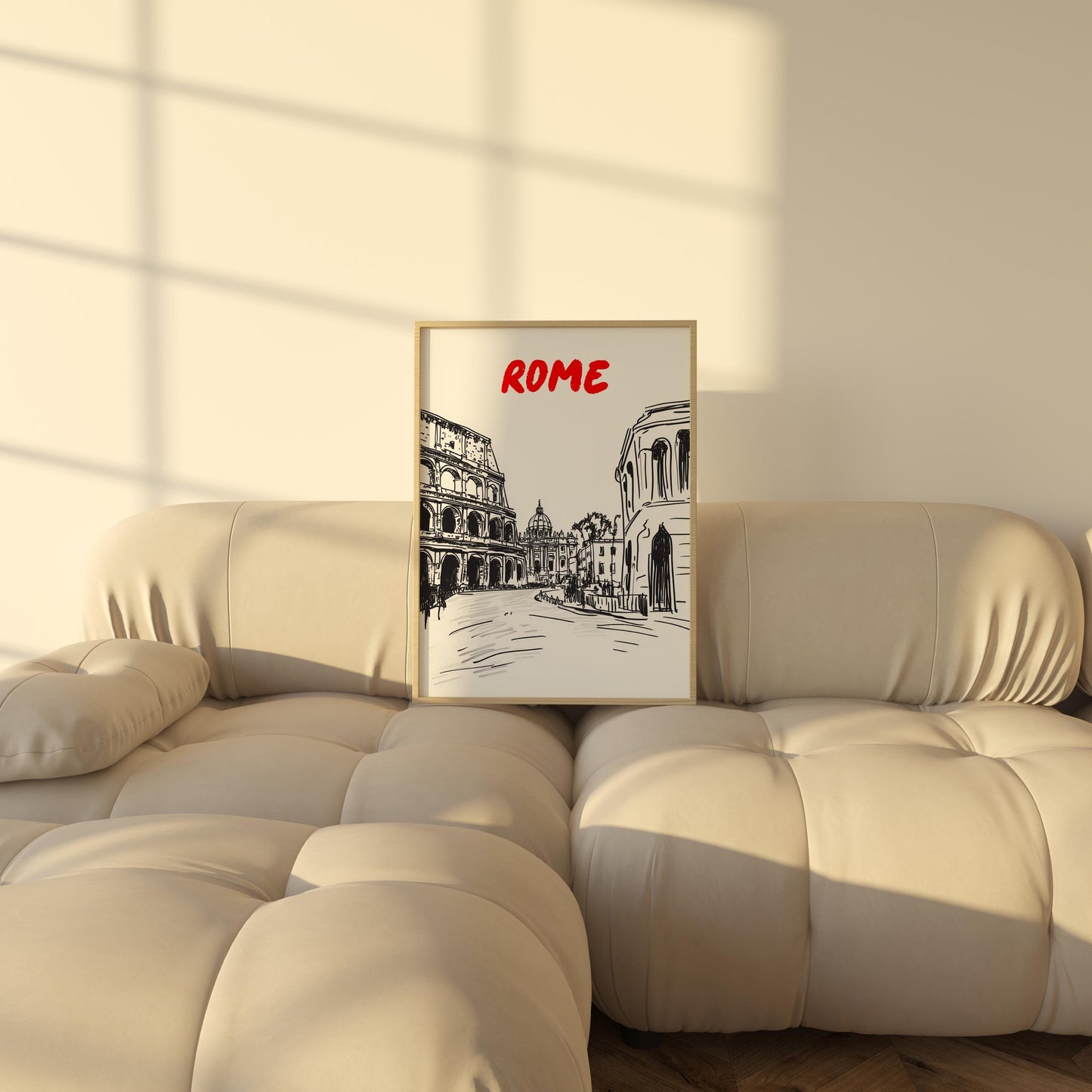 Rome Skyline Print | Italy Travel Poster | Minimalist Black & White Colosseum Art | Rome Cityscape Wall Decor