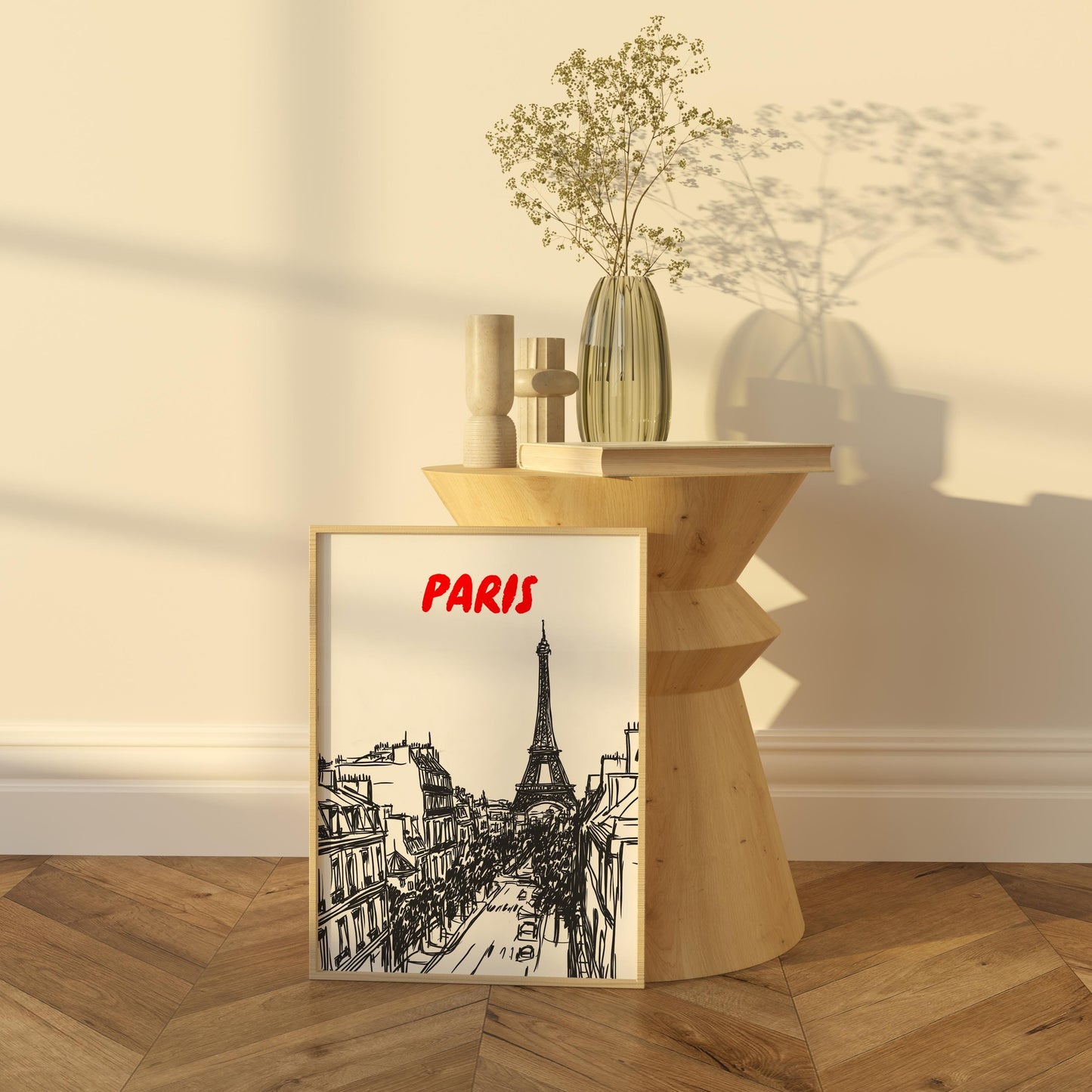 Paris Skyline Print | Eiffel Tower Wall Art | Black & White Parisian Cityscape | Minimalist Paris Travel Poster | French Home Decor