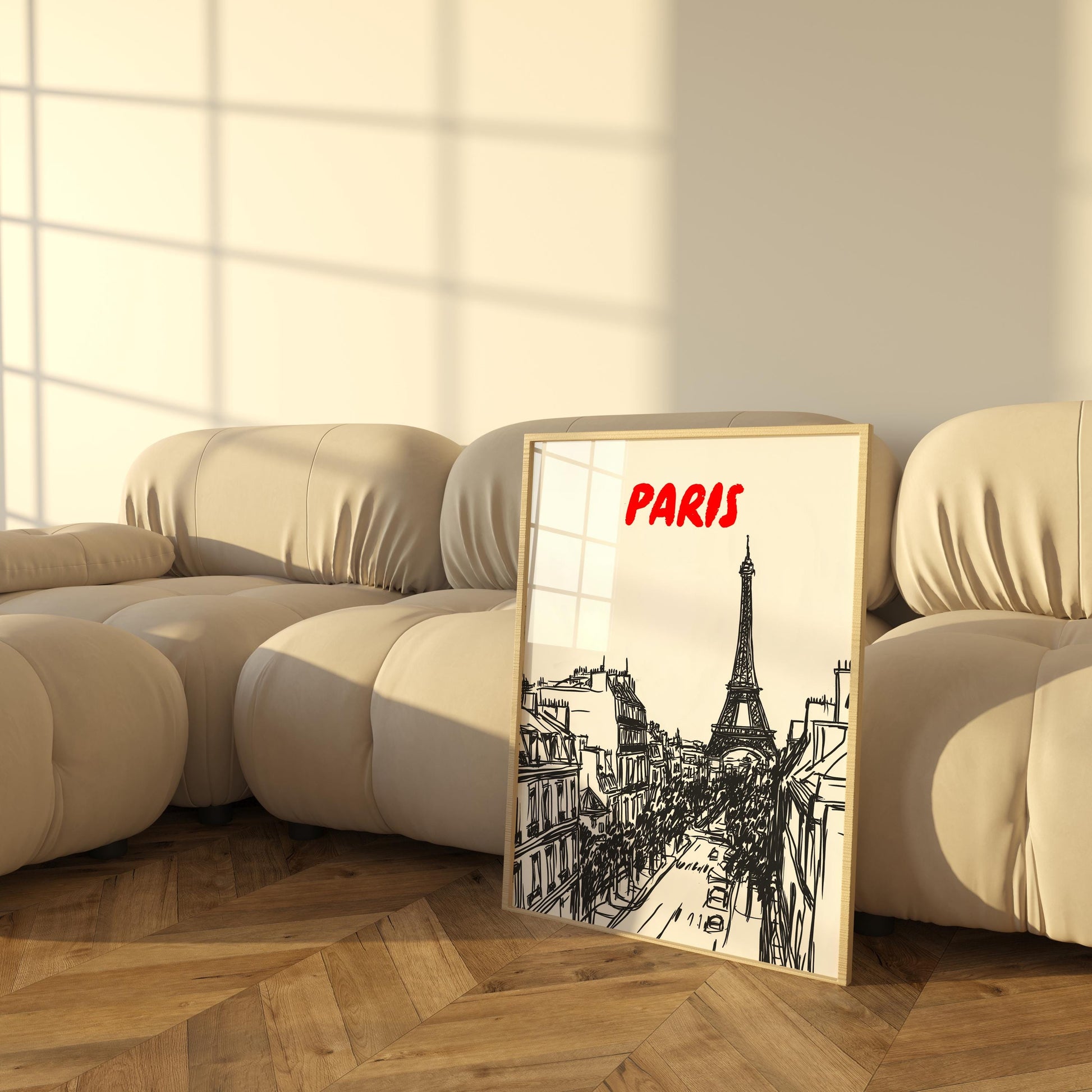 Paris Skyline Print | Eiffel Tower Wall Art | Black & White Parisian Cityscape | Minimalist Paris Travel Poster | French Home Decor