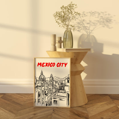 Mexico City Skyline Print | Minimalist Mexico Poster | Black & White Cityscape Art | Mexico Travel Wall Decor | Latin America Home Decor