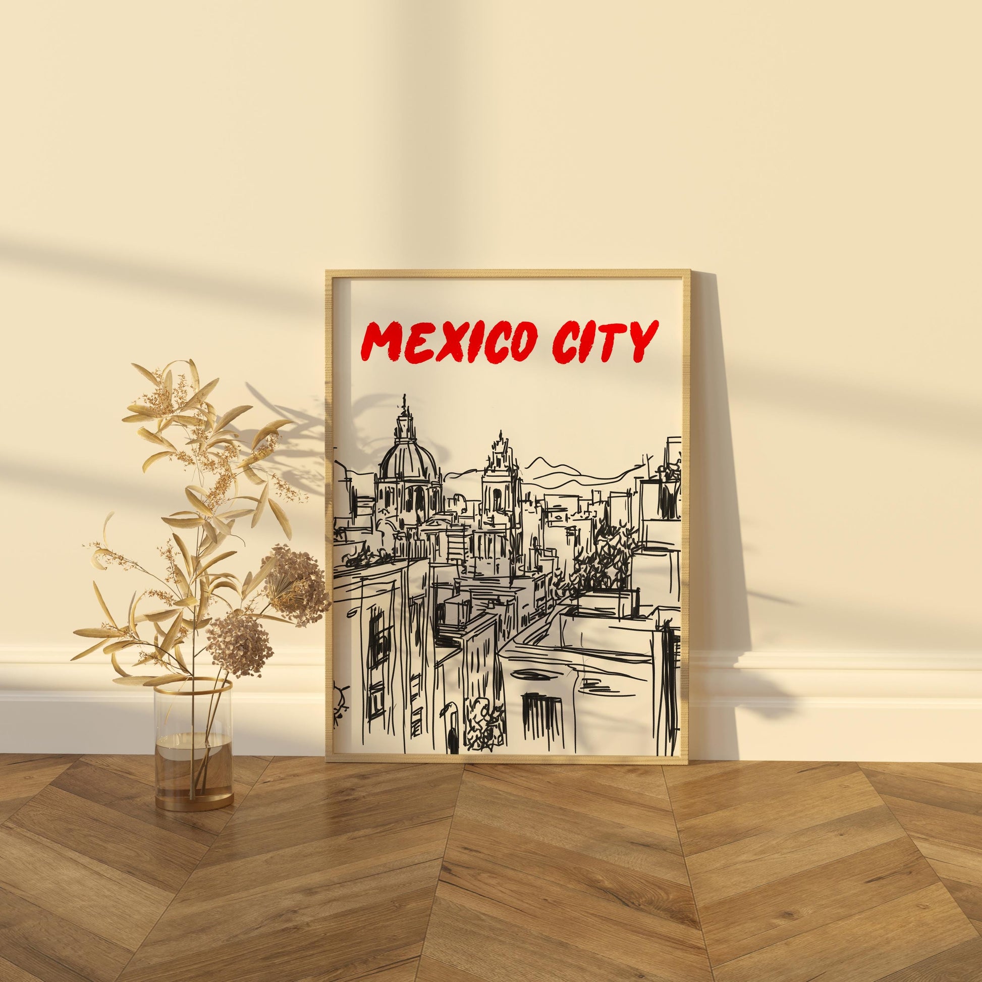 Mexico City Skyline Print | Minimalist Mexico Poster | Black & White Cityscape Art | Mexico Travel Wall Decor | Latin America Home Decor