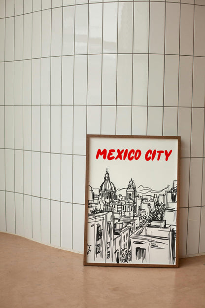 Mexico City Skyline Print | Minimalist Mexico Poster | Black & White Cityscape Art | Mexico Travel Wall Decor | Latin America Home Decor