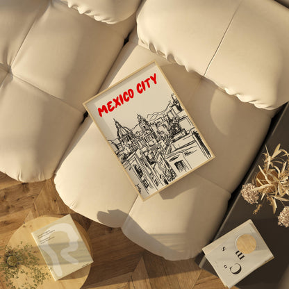 Mexico City Skyline Print | Minimalist Mexico Poster | Black & White Cityscape Art | Mexico Travel Wall Decor | Latin America Home Decor