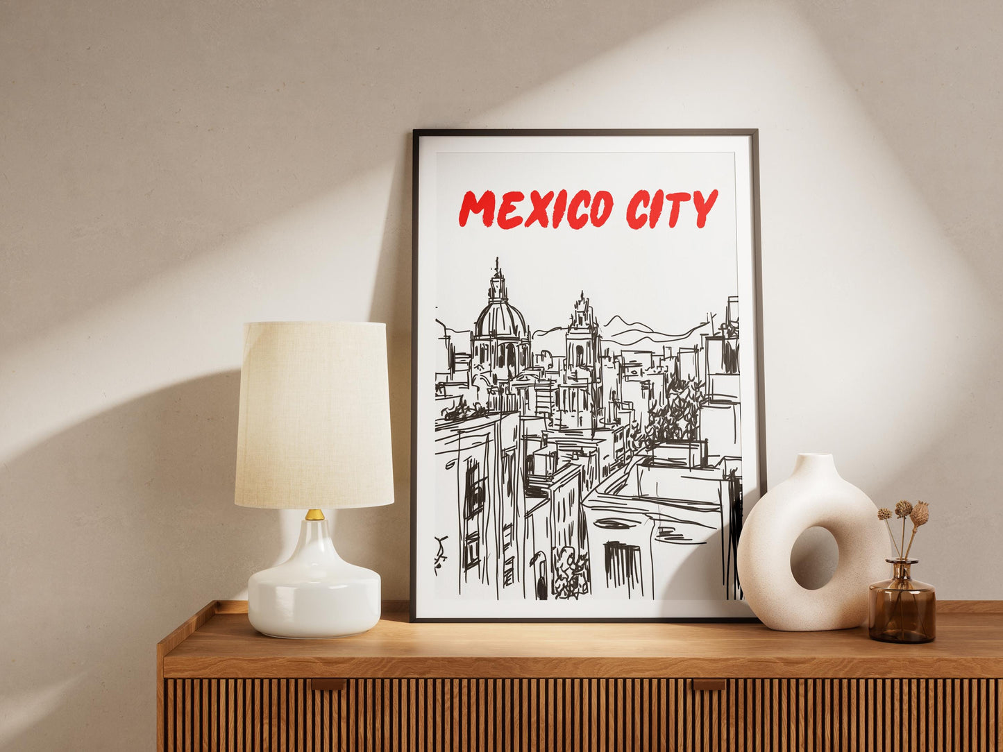 Mexico City Skyline Print | Minimalist Mexico Poster | Black & White Cityscape Art | Mexico Travel Wall Decor | Latin America Home Decor